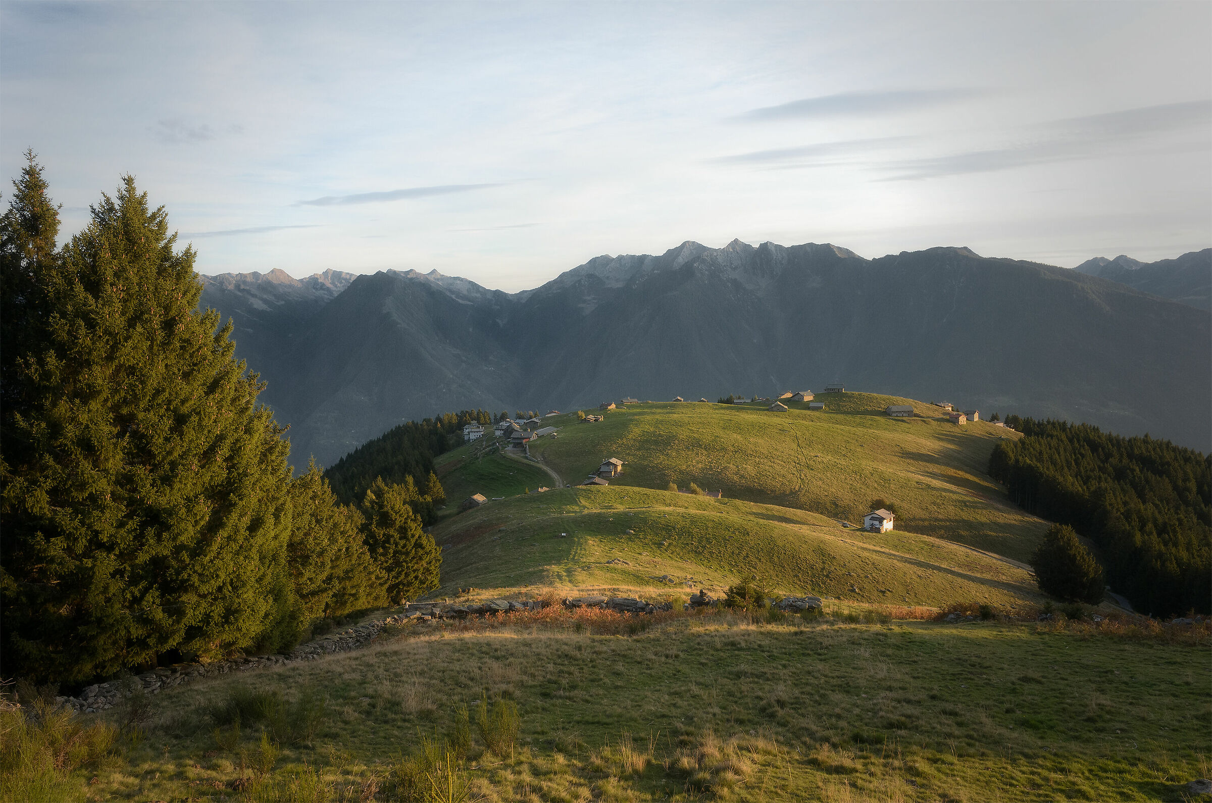 It's evening in the mountains of Valtellina