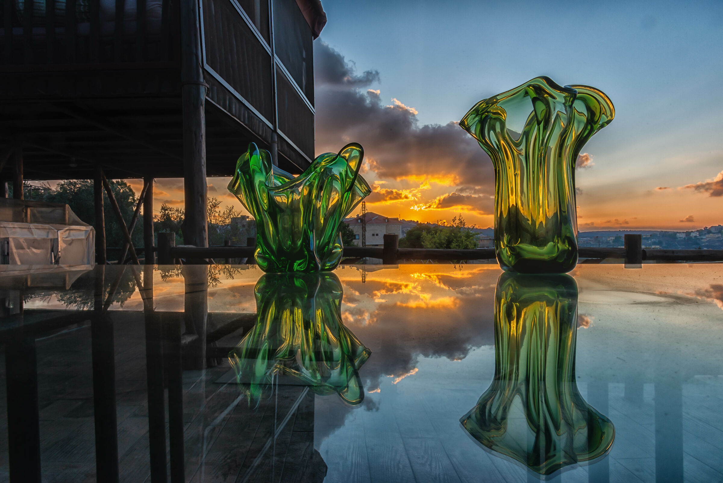 Vases, Sunset and Reflections