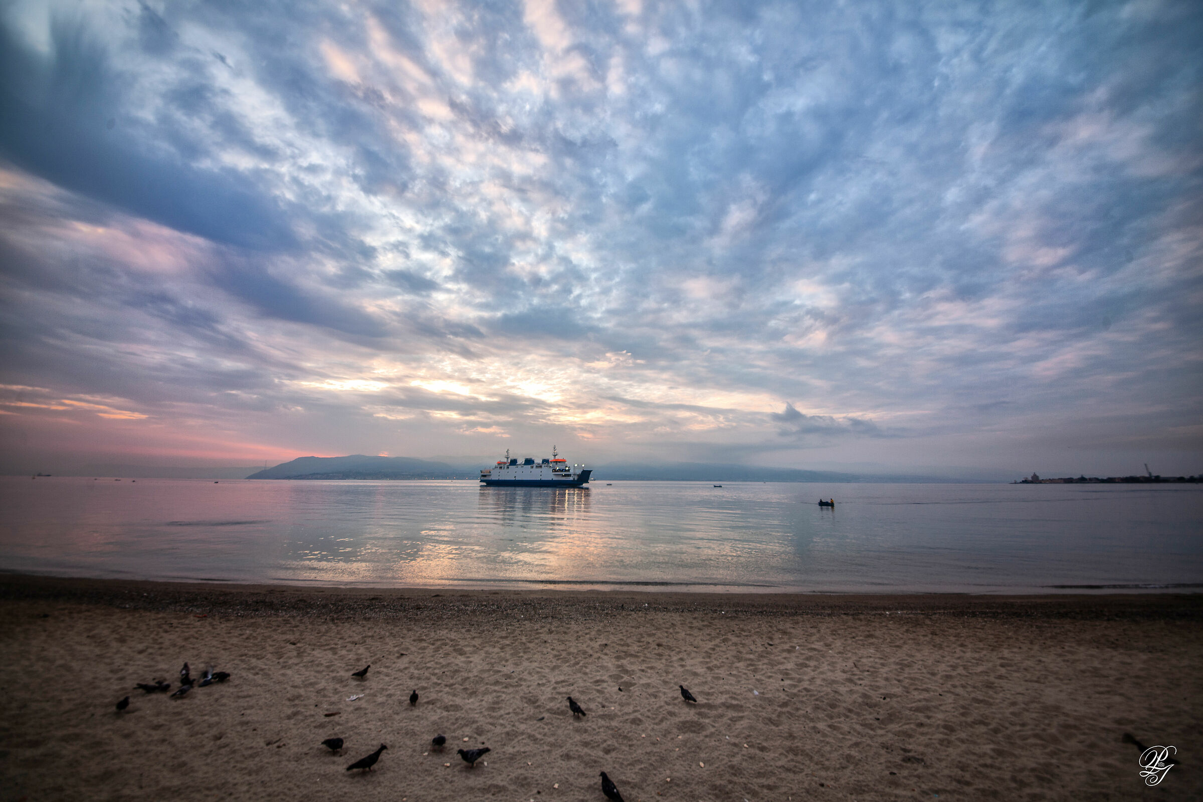 Sunrise over the Strait of Messina