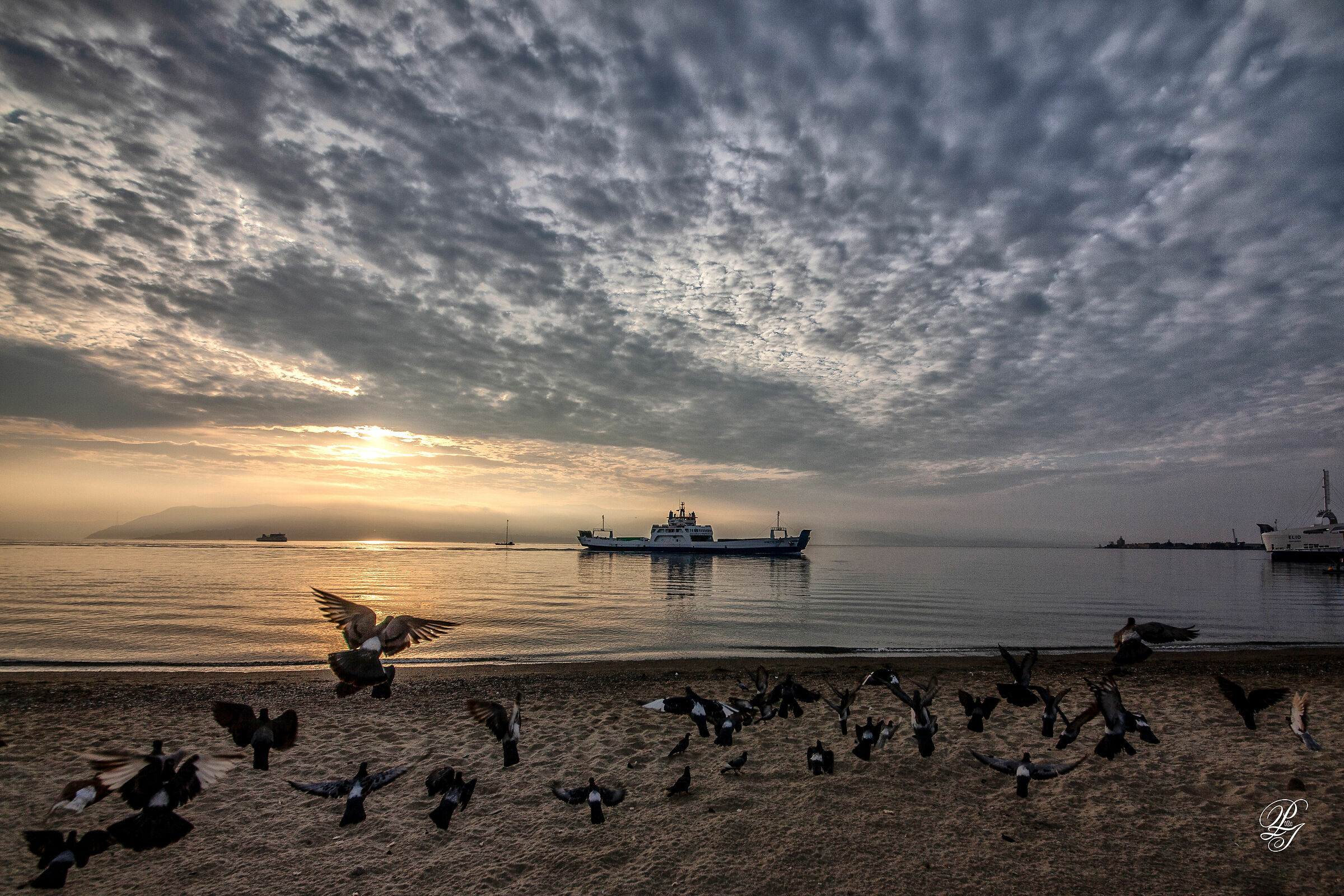 Sunrise over the Strait of Messina