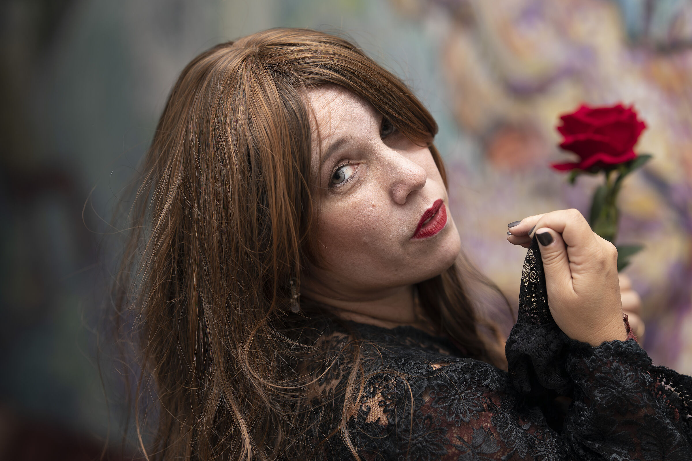 The model and her rose