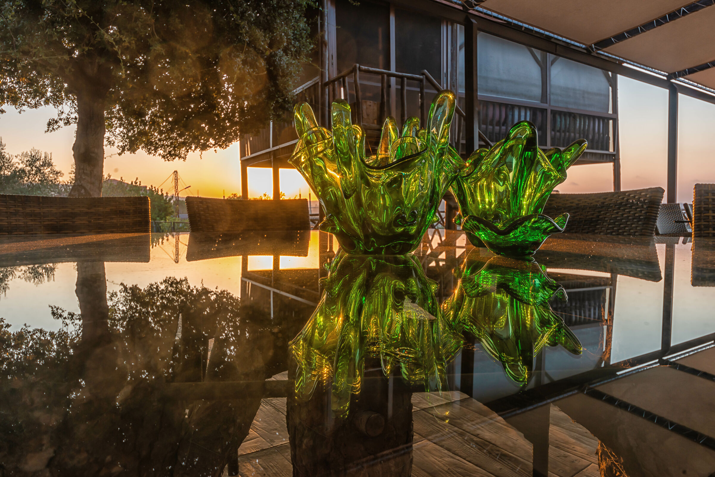Vases, Sunset and Reflections