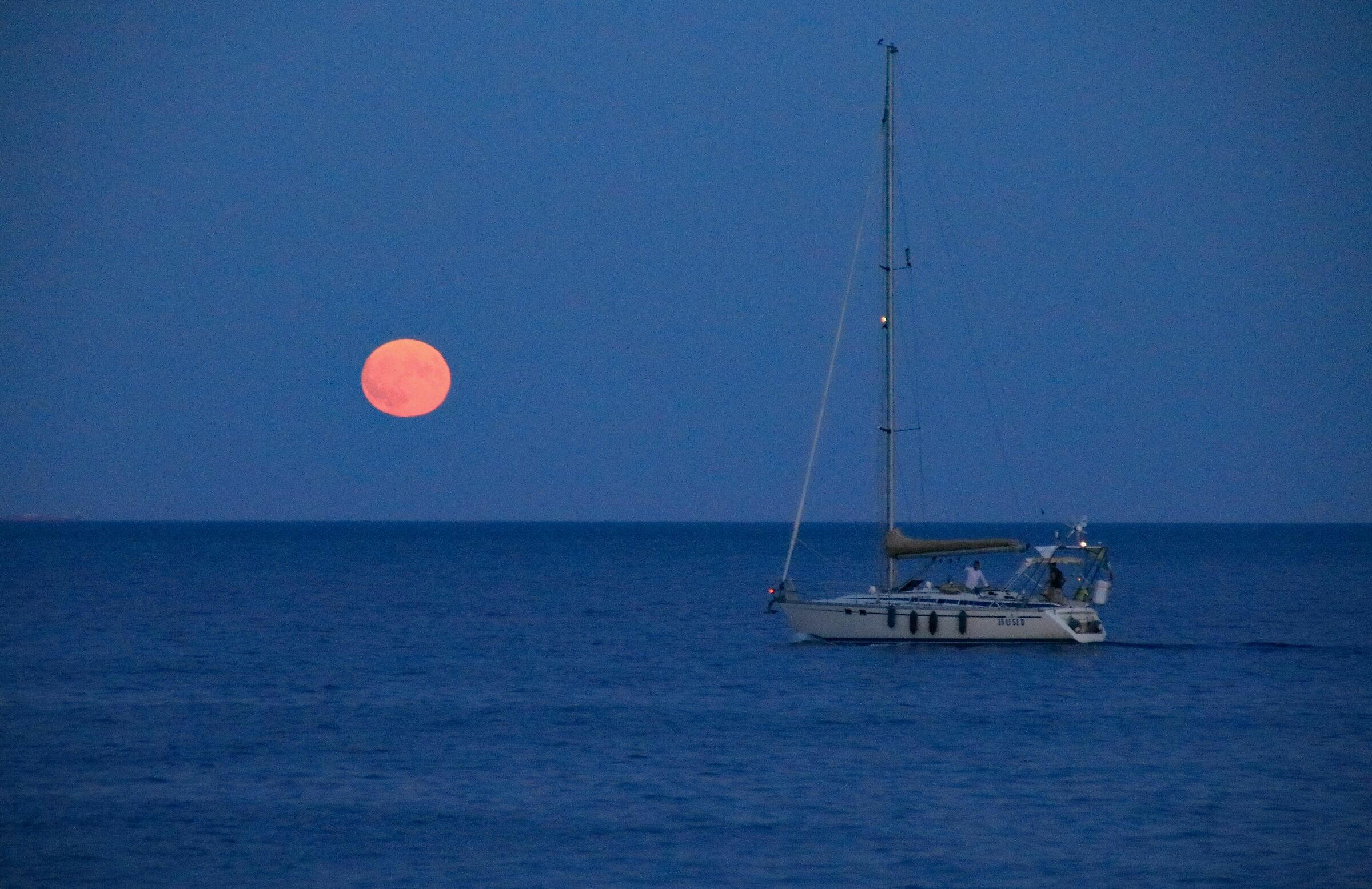 Varigotti: Landscape with full moon spring from the sea