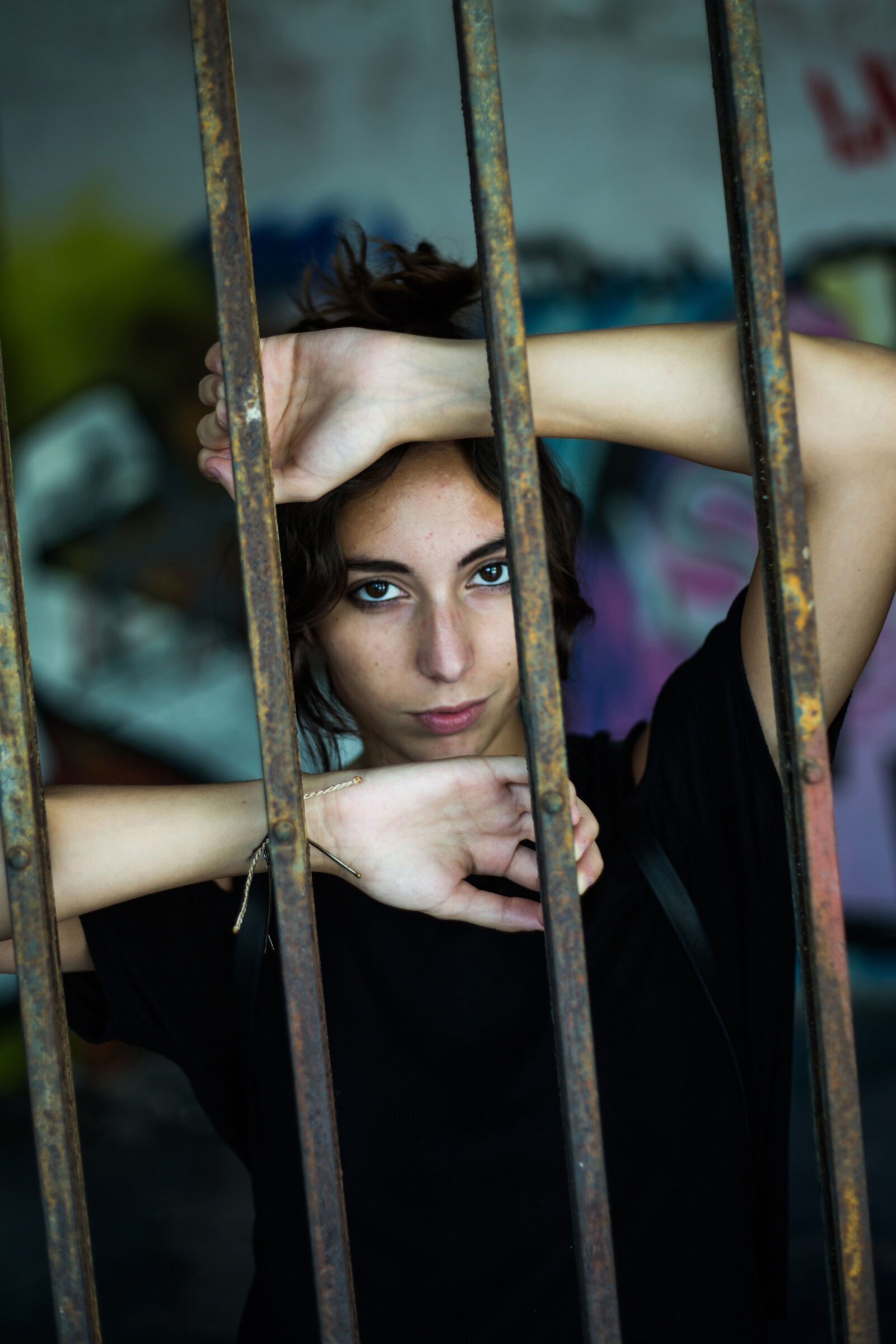 In a cage