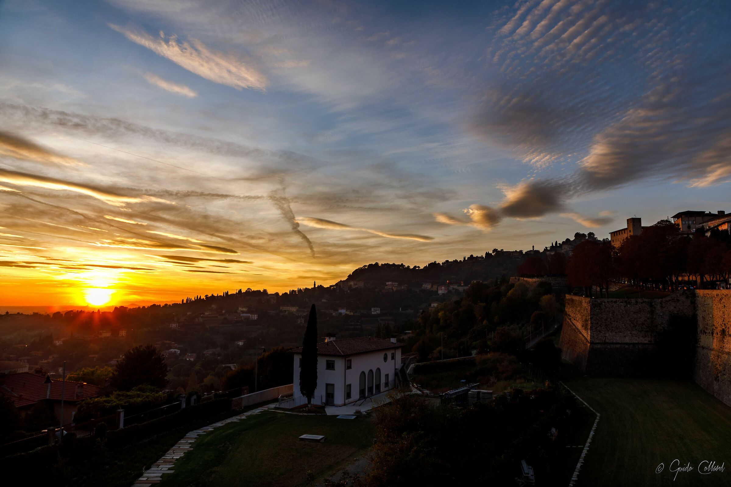 Sunset over the Walls of Bergamo High