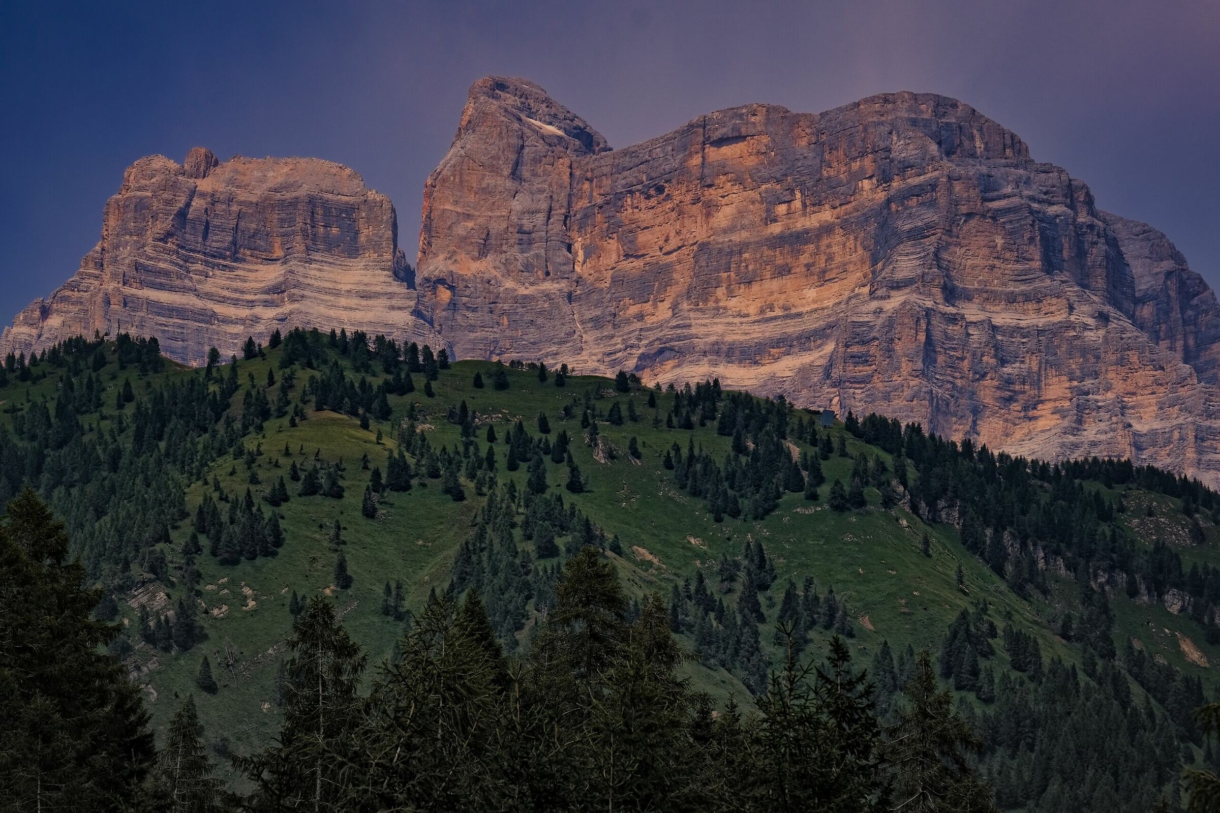 The Pelmo at sunset from the Duran Pass