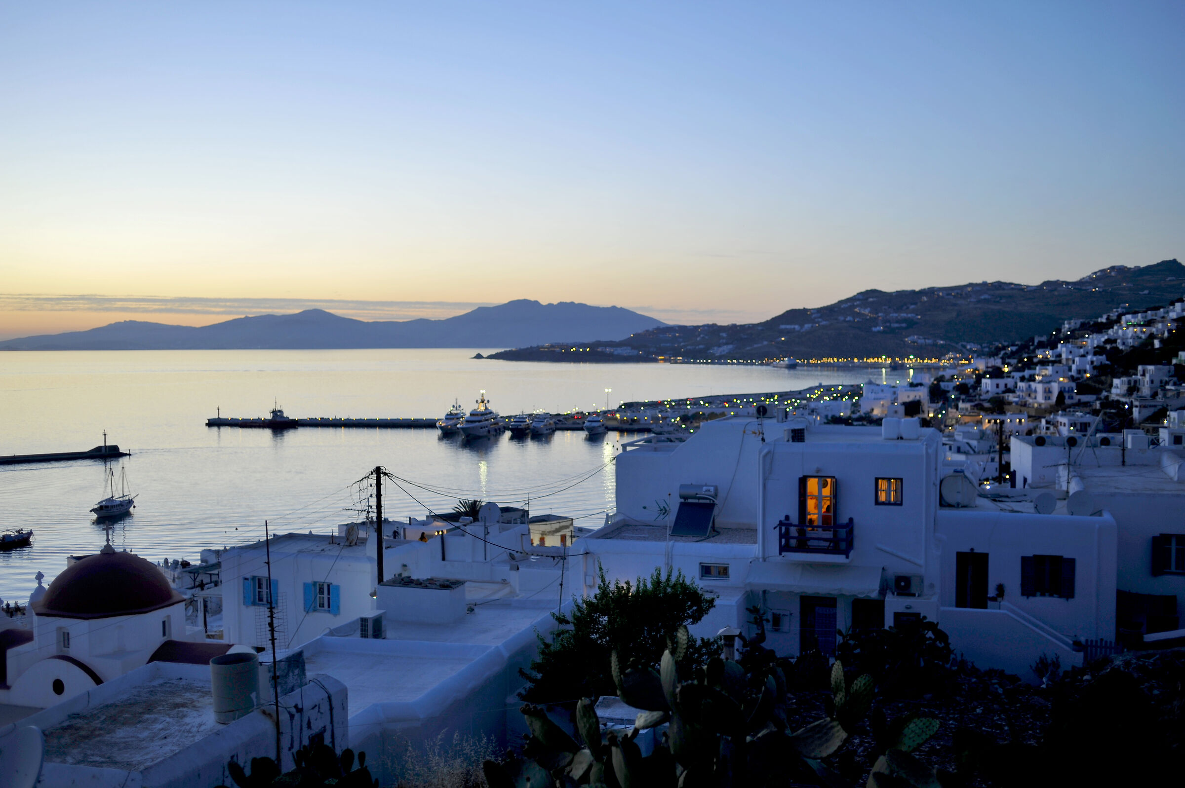 Mikonos at dusk