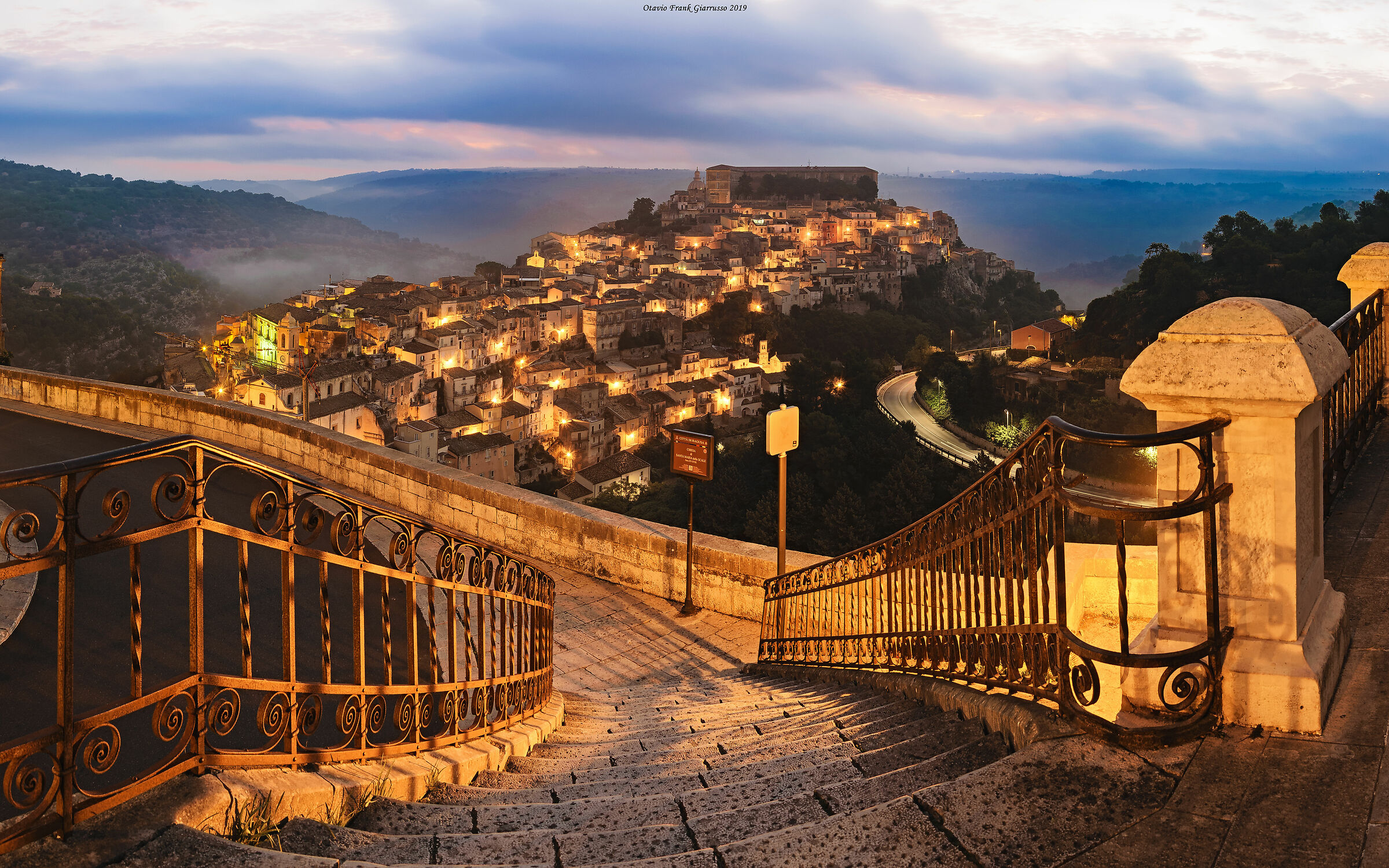 Sunrise from St Mary's stairs in Ragusa