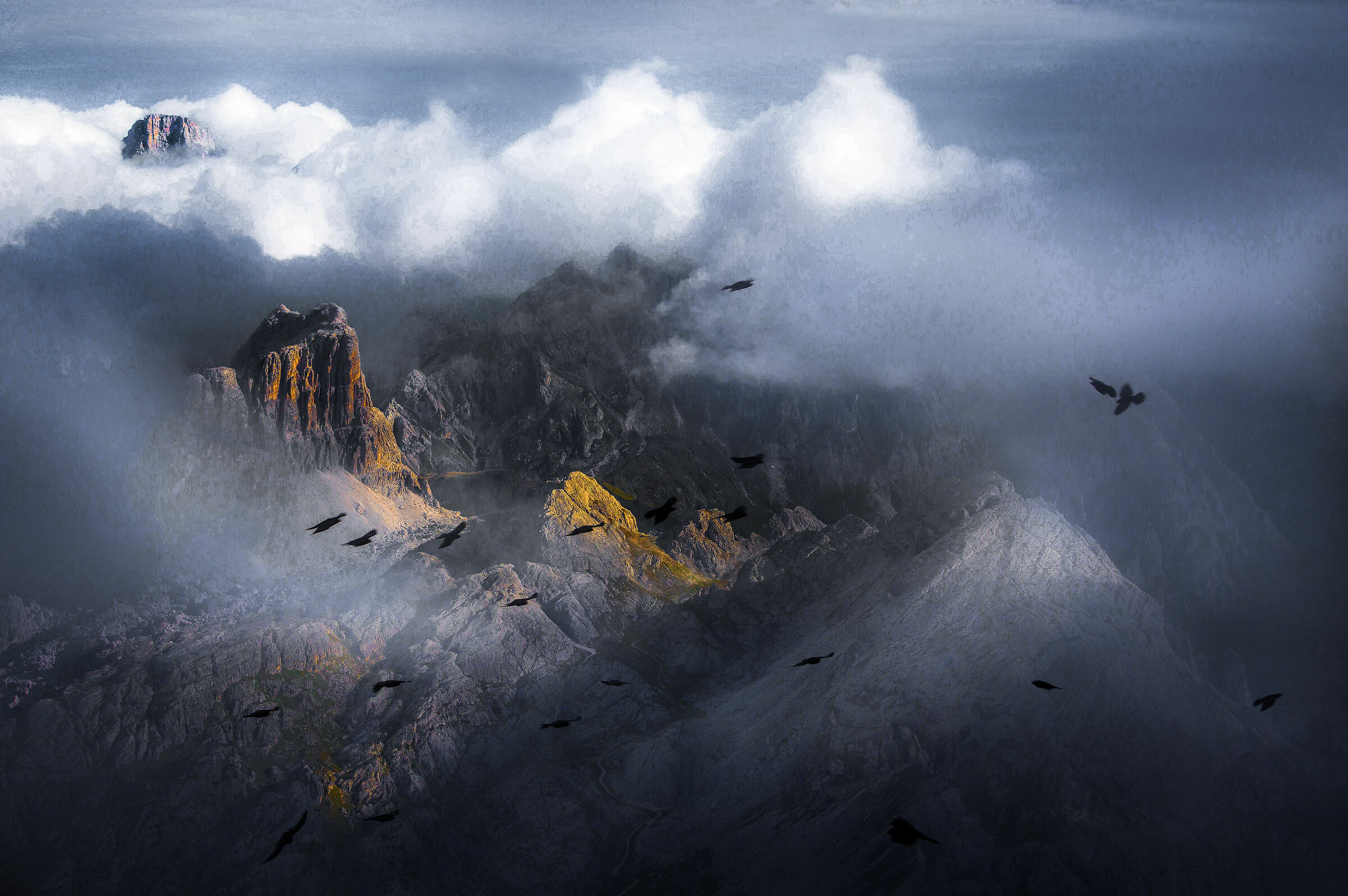 Flying over the peaks