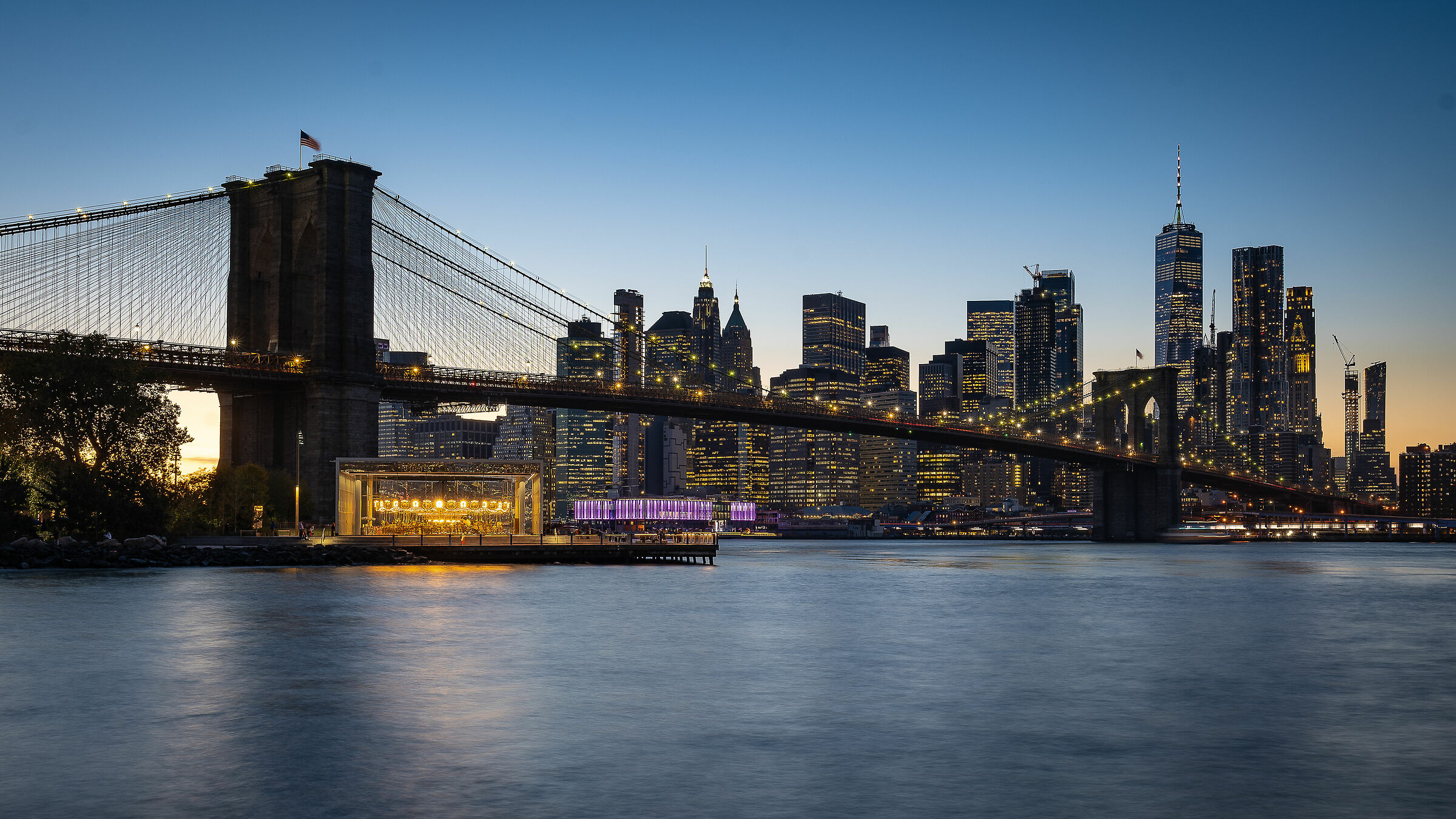 Ponte di Broklyn al tramonto