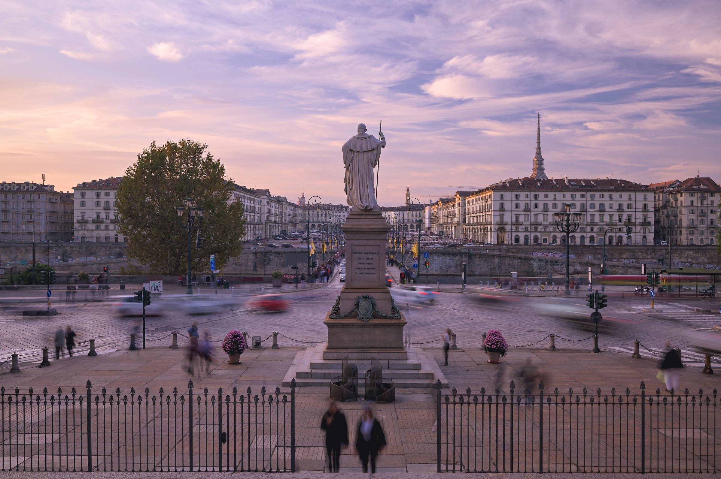 Turin is tinged with pink