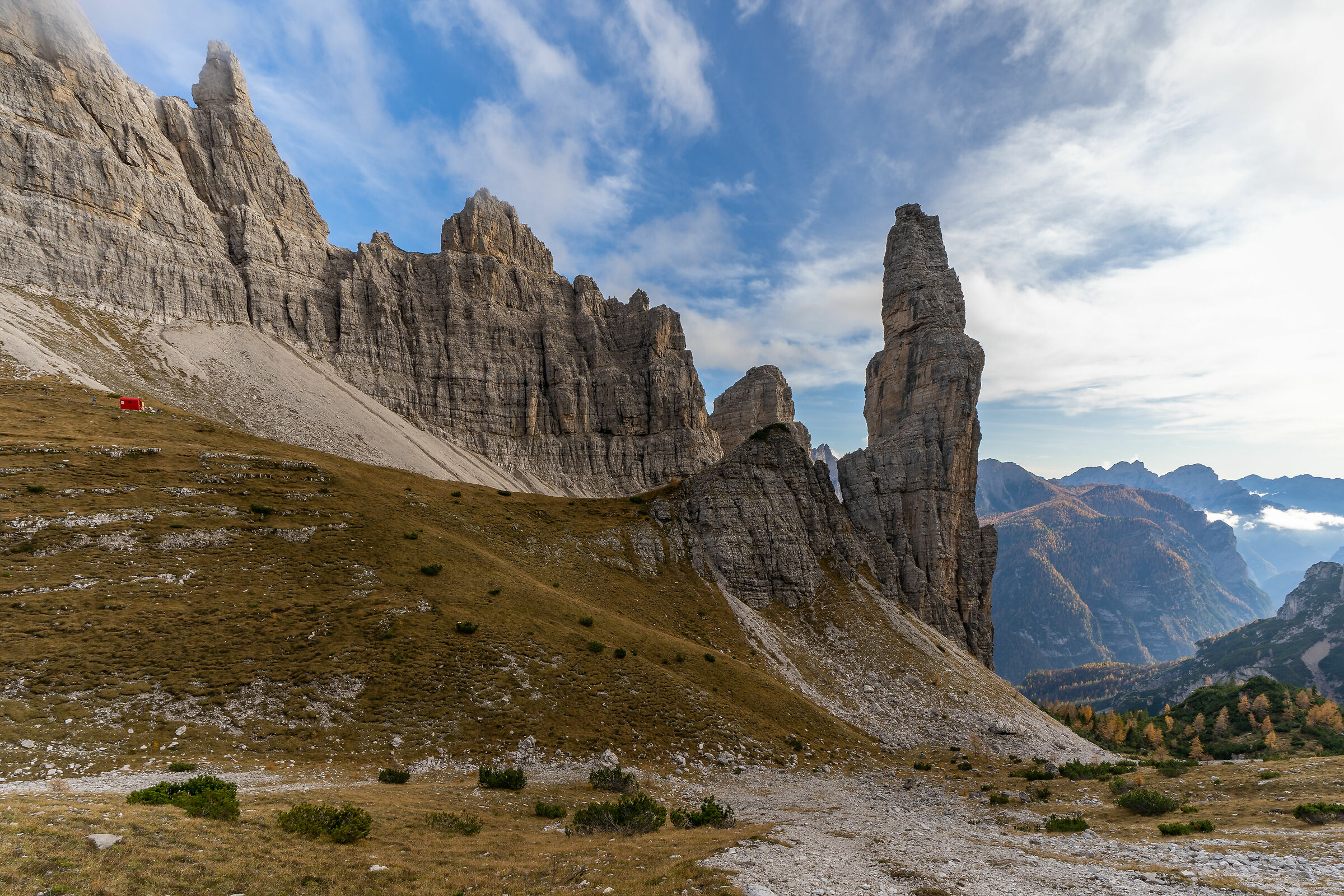 Val Montanaia and Bivacco Perugini bell tower