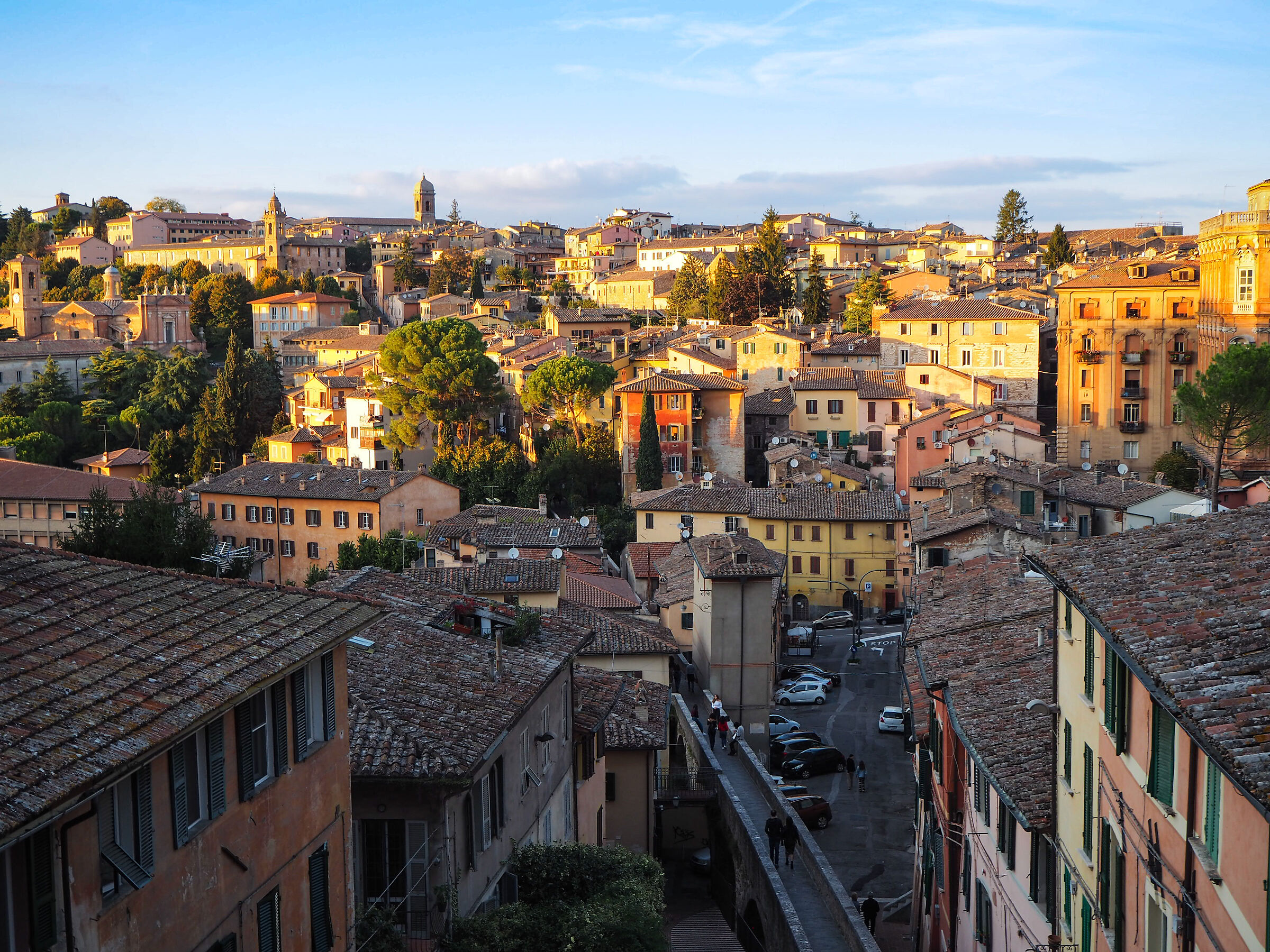 Panoramic view Perugia before sunset
