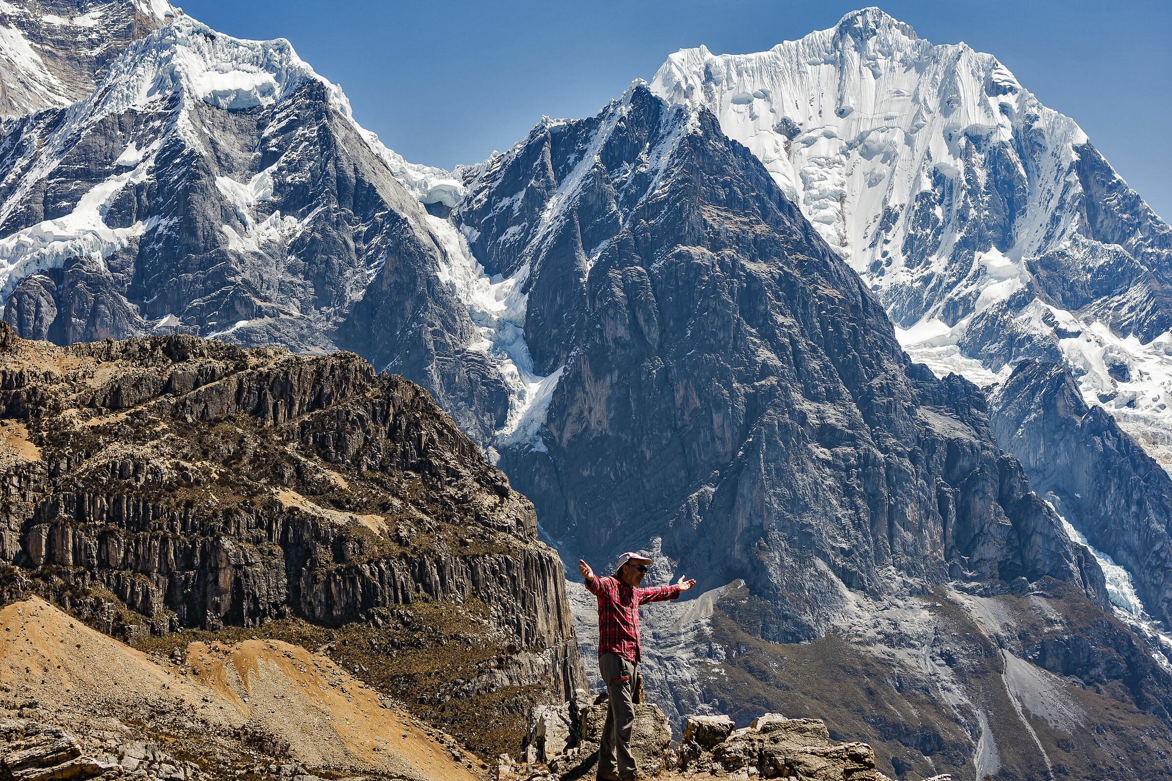 In front of the Yerupaja and the Great Siula. Huayhuash peop...