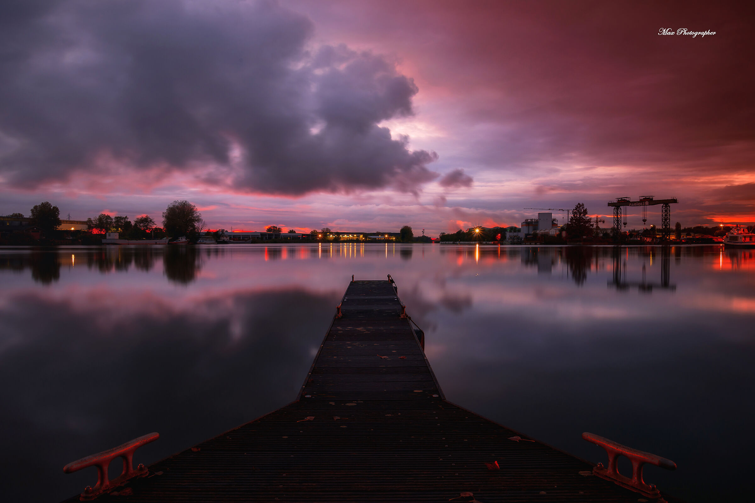 Night falls on the river