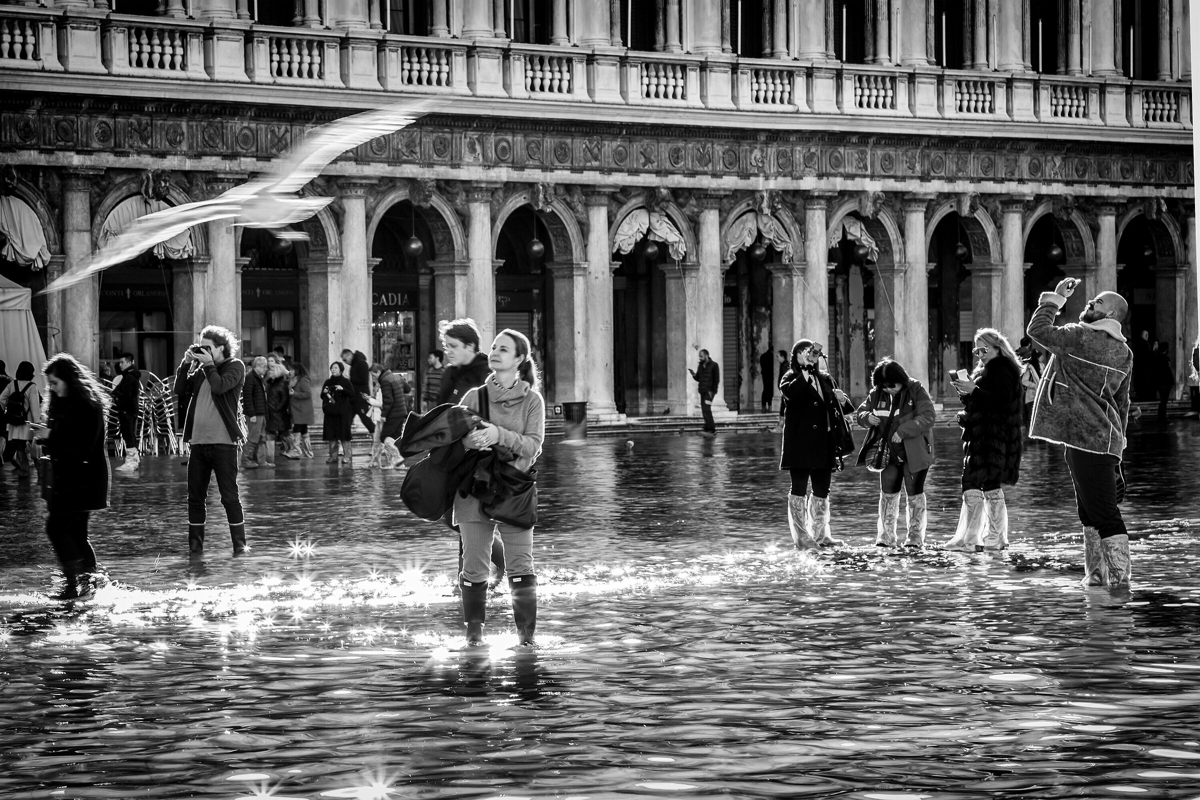 Acqua alta in piazza San Marco a Venezia