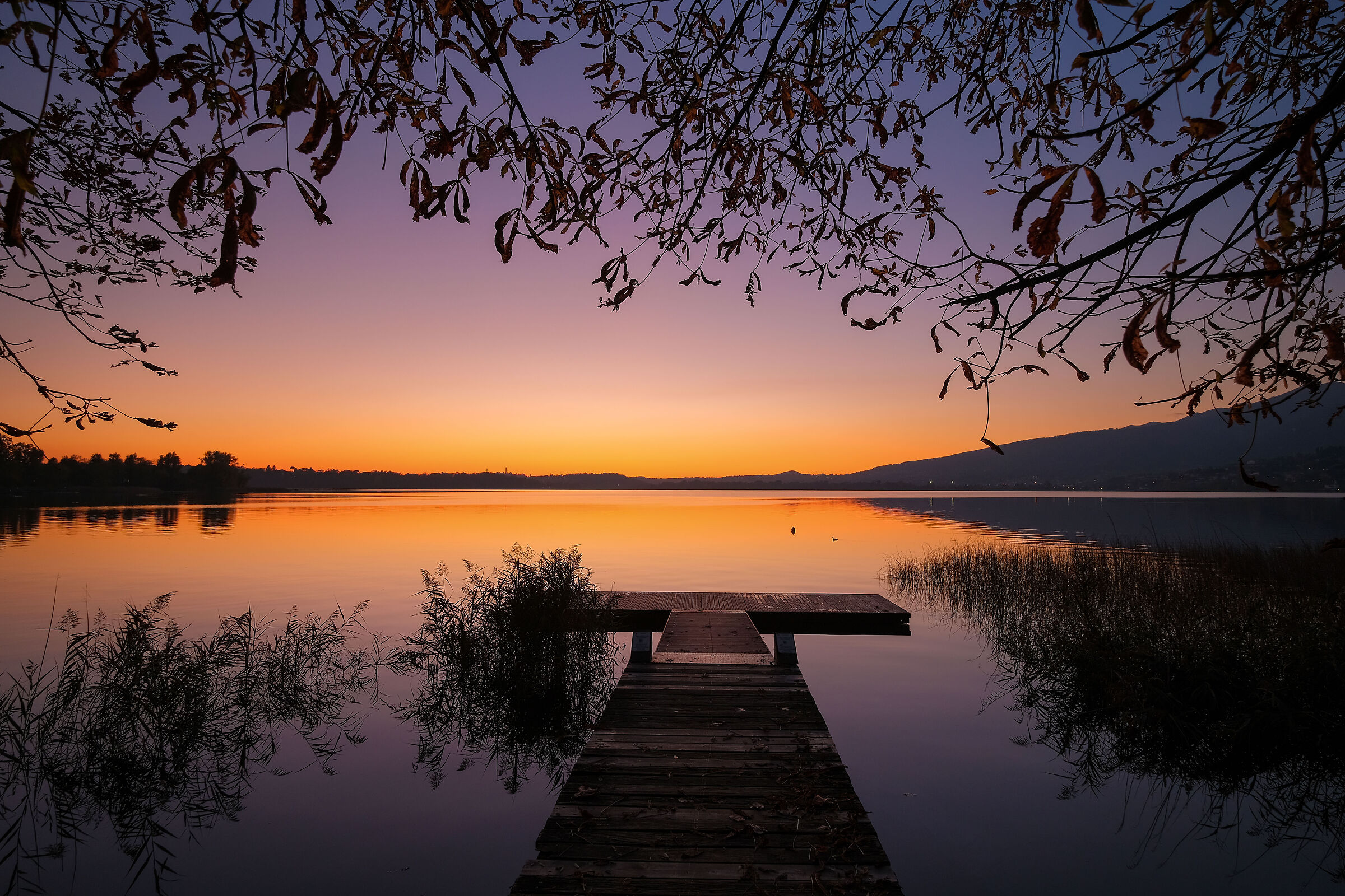 sunset over the lake