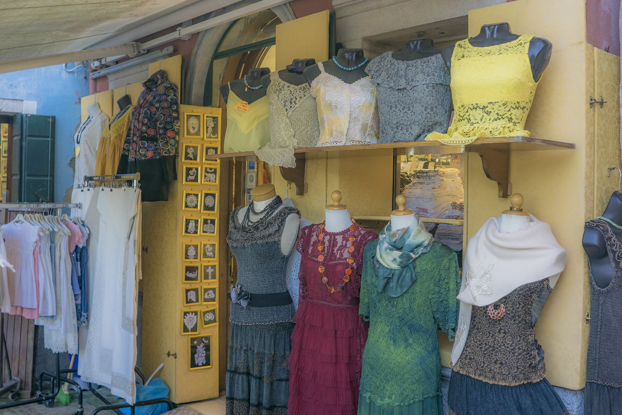 Beautiful clothes and glass necklaces