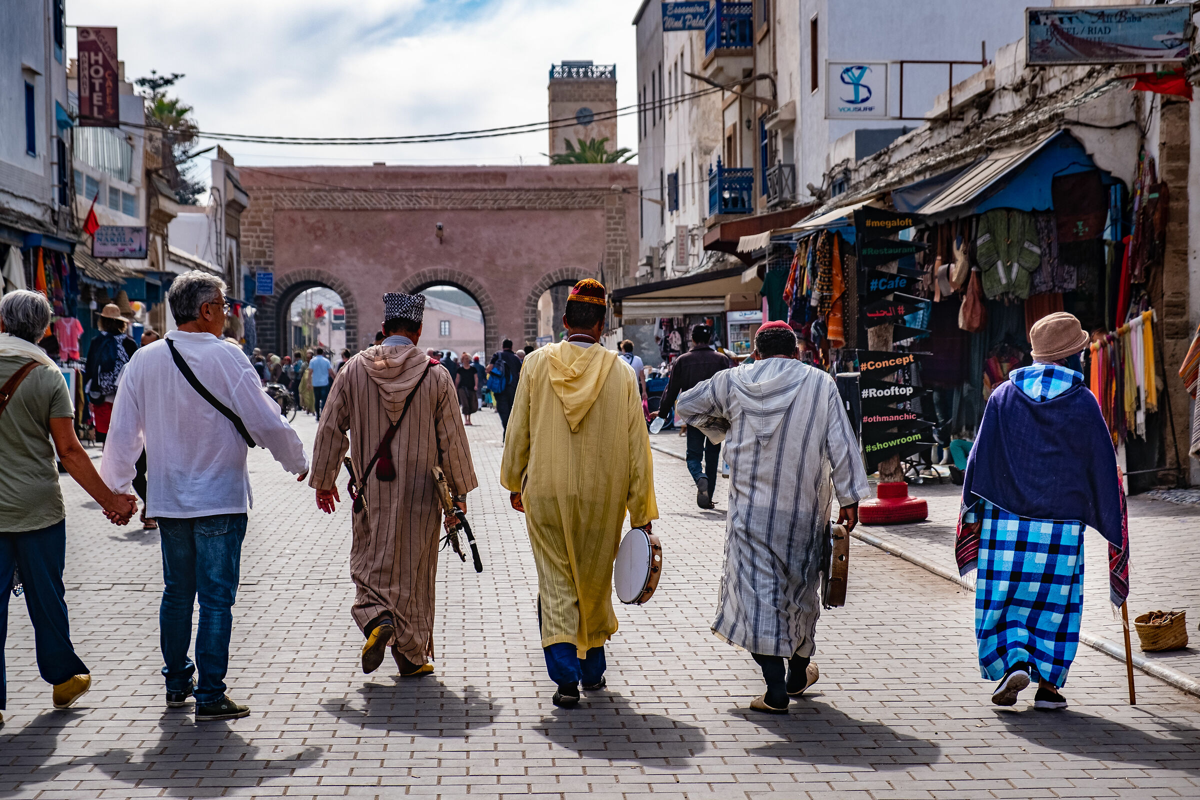 Modern tourists and traditional locals