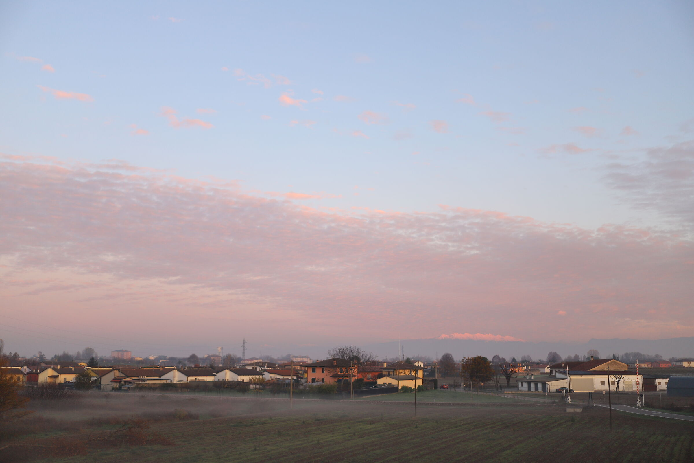 the snowy baldas seen from the Po Valley