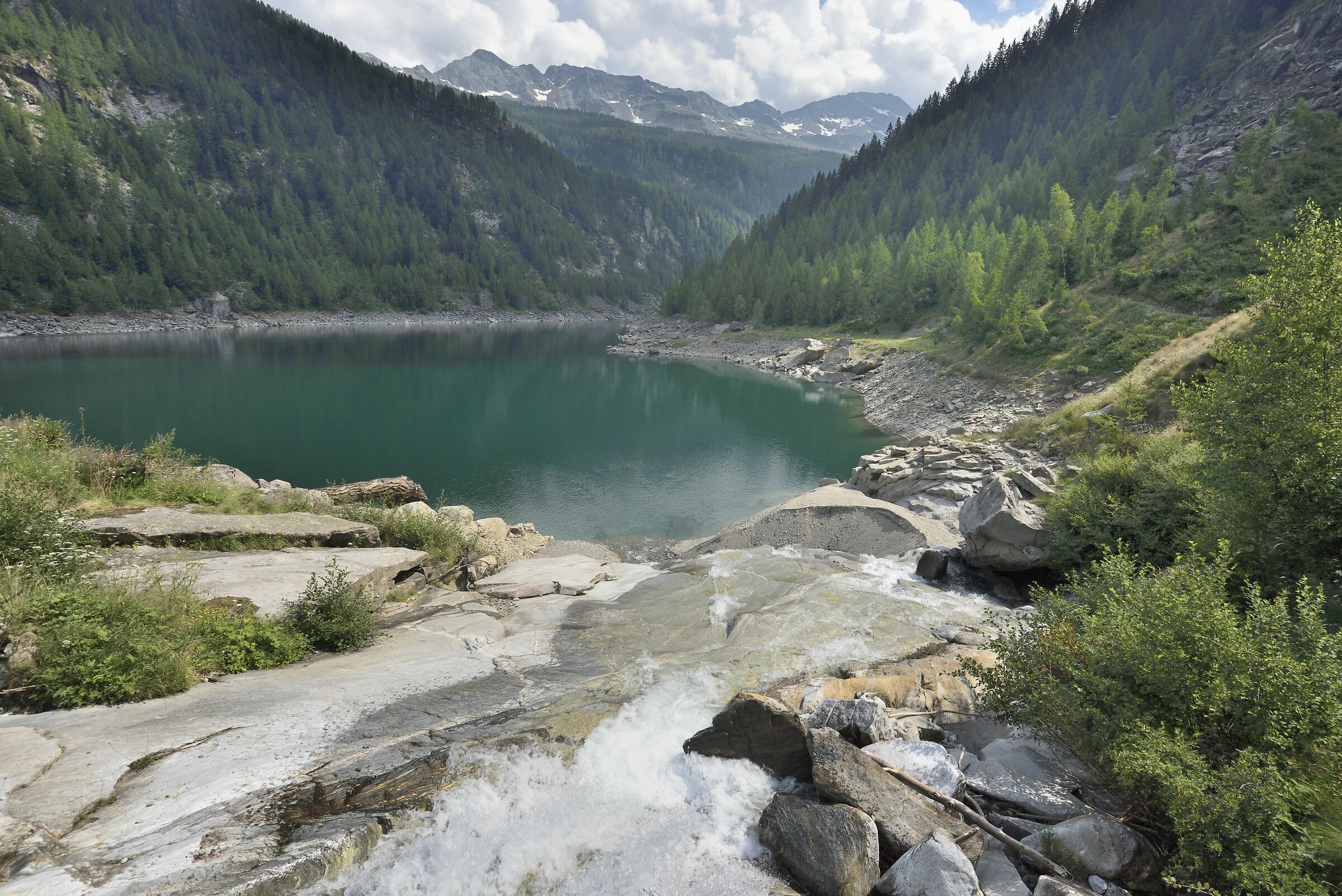 the outlet of the stream at Campliccioli Lake