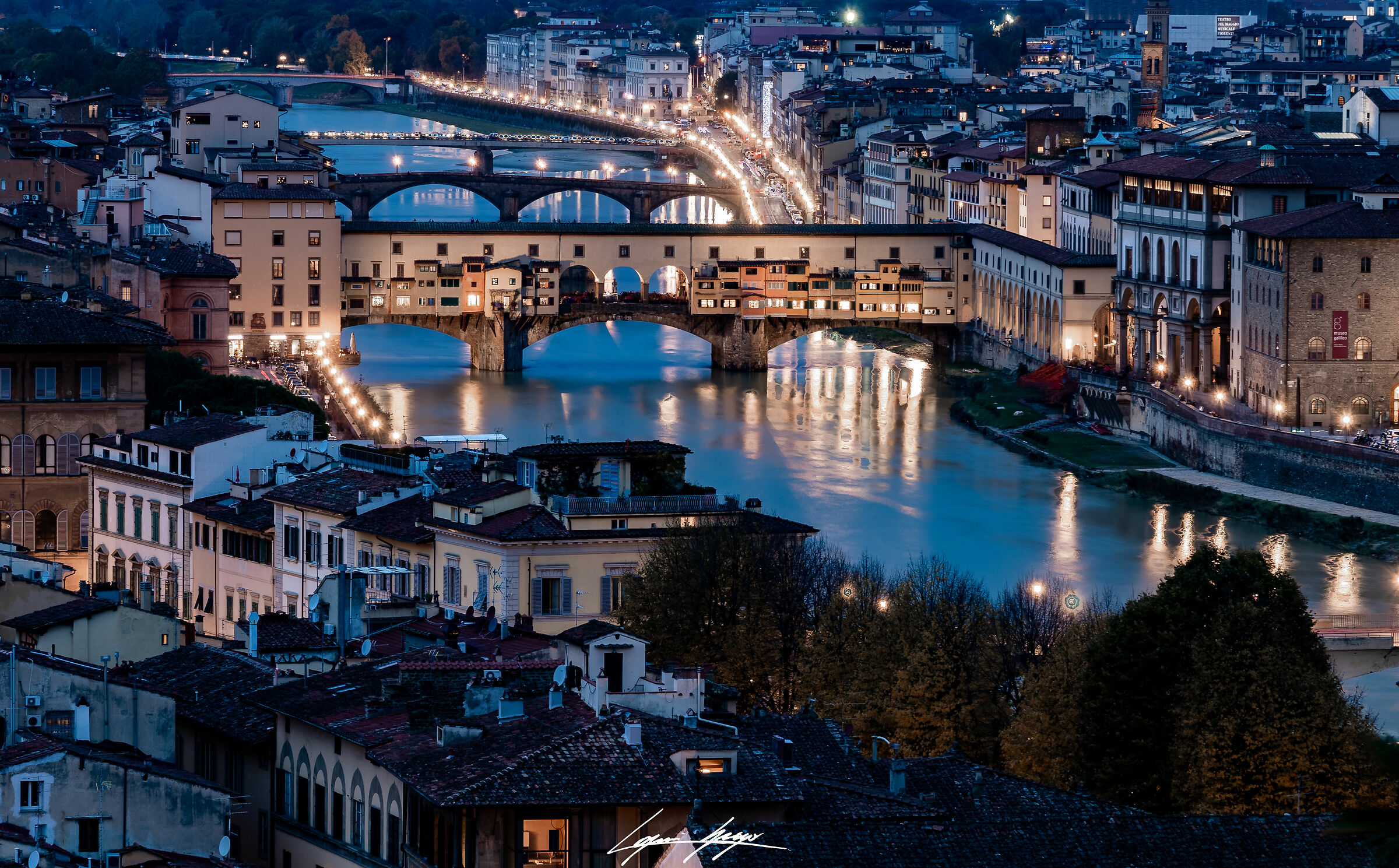 Old bridge at blue time