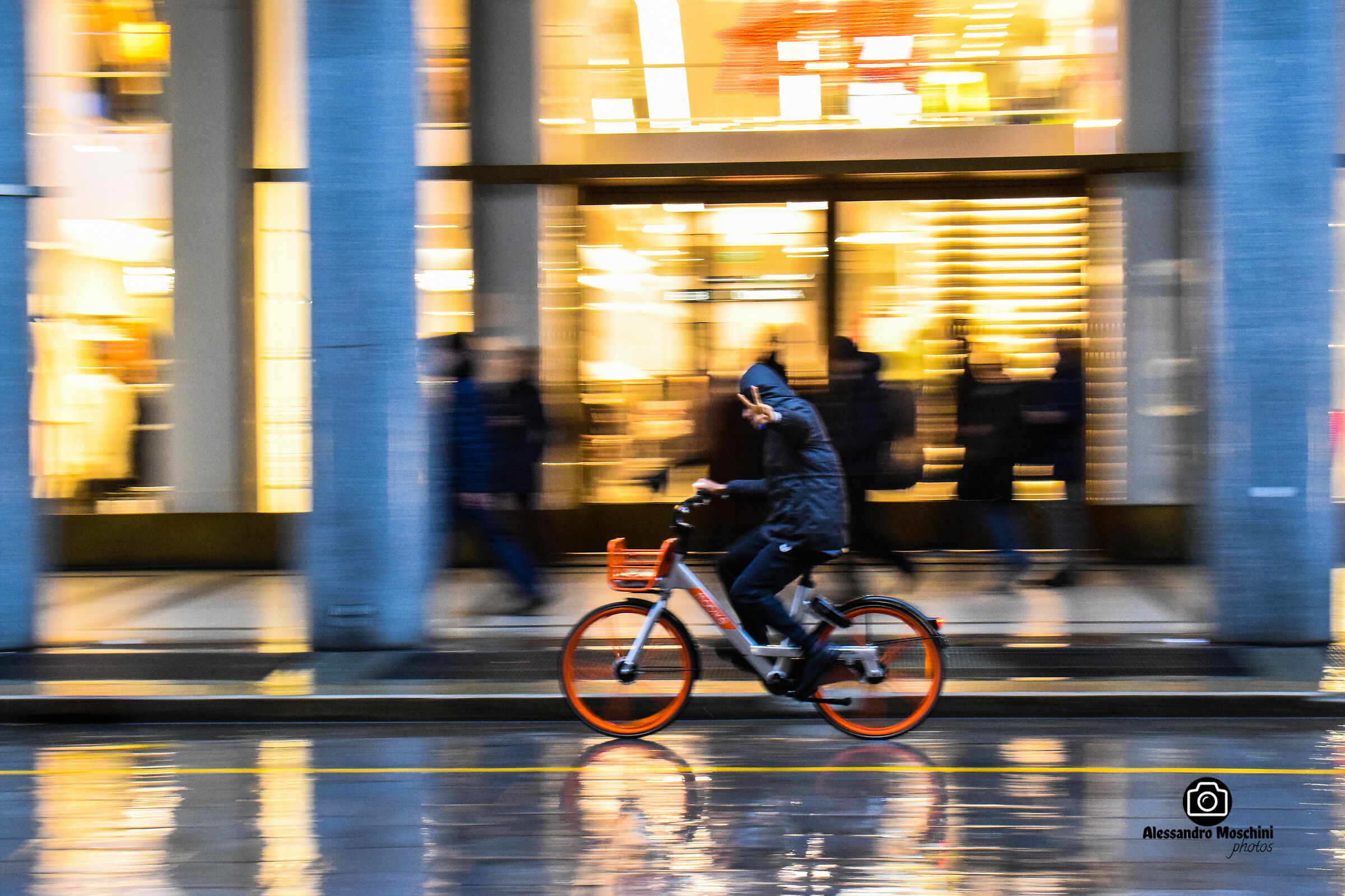 Cyclist with finger sign