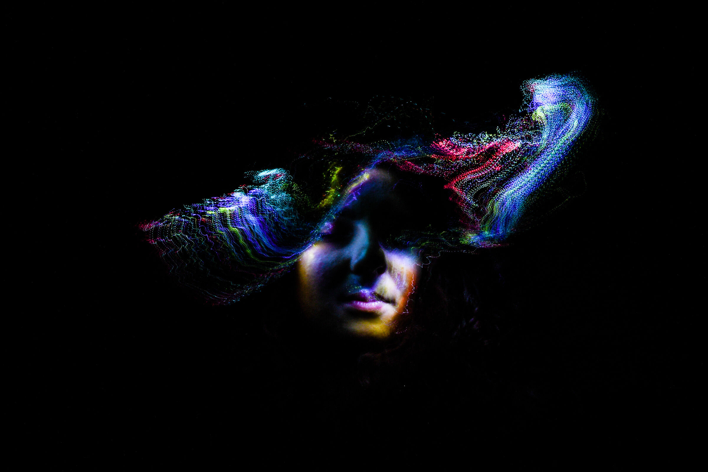 woman form the past in a future hat