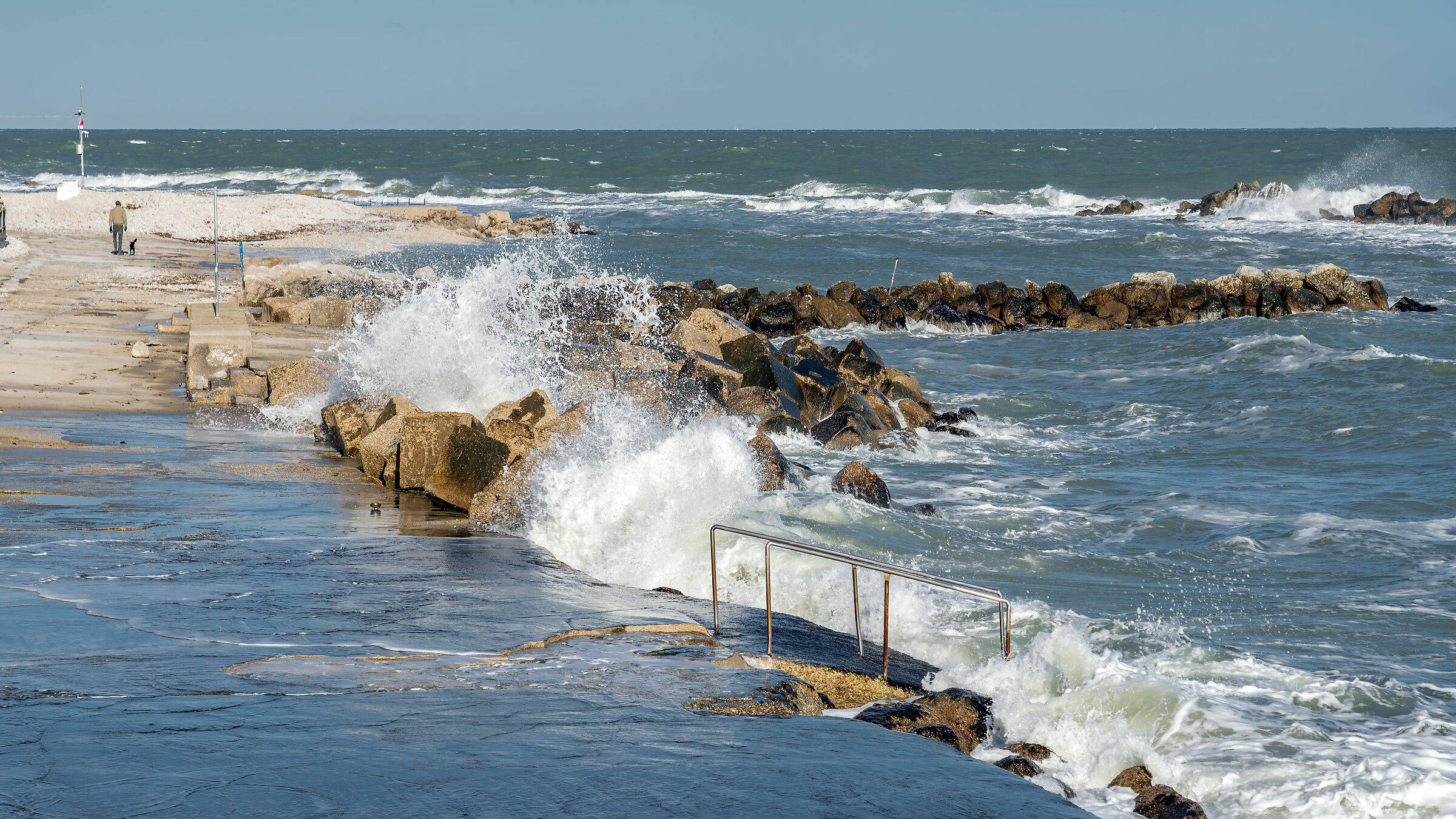 Ancona the Passetto with rough seas