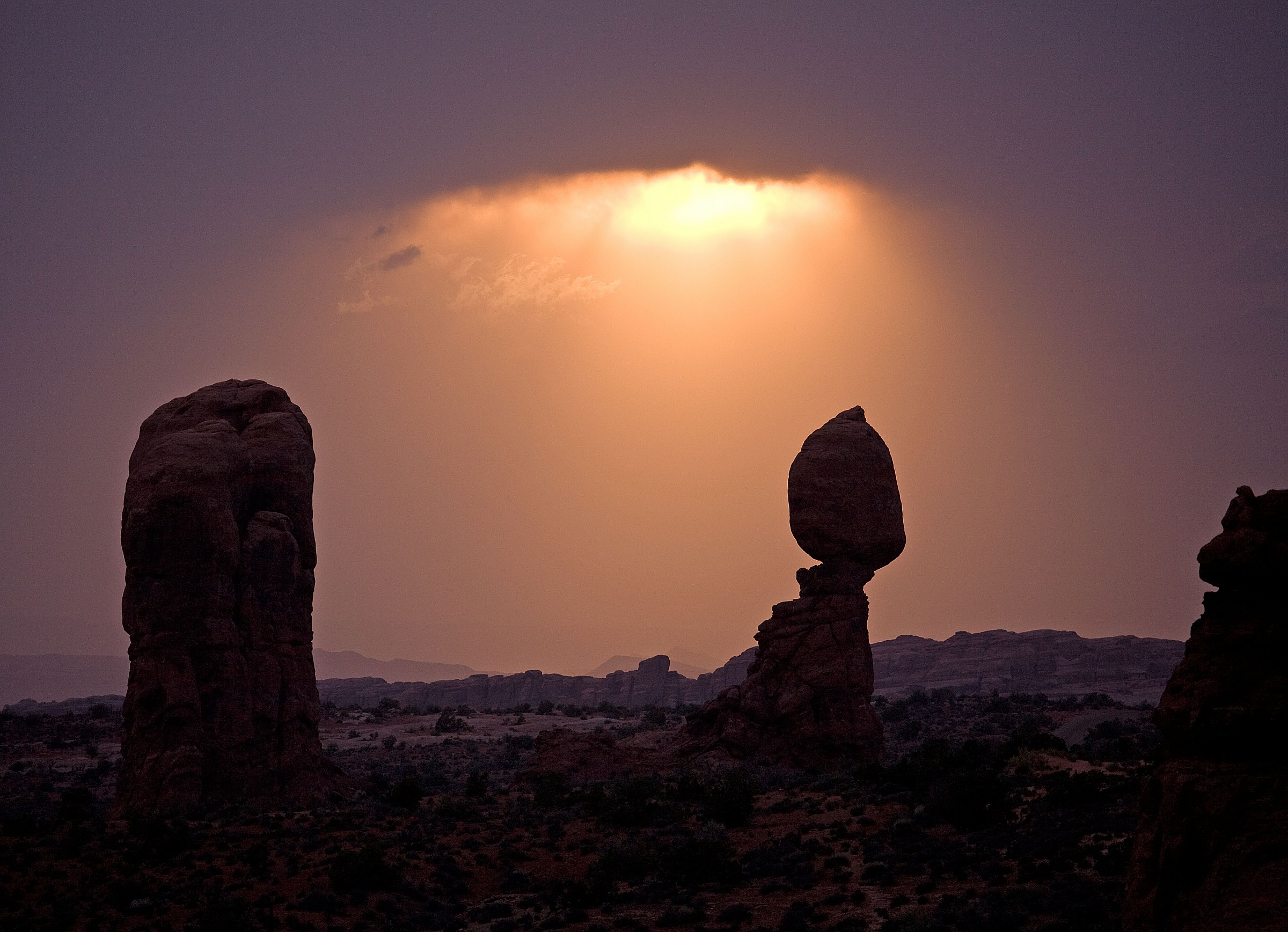Balanced Rock caught in the last light