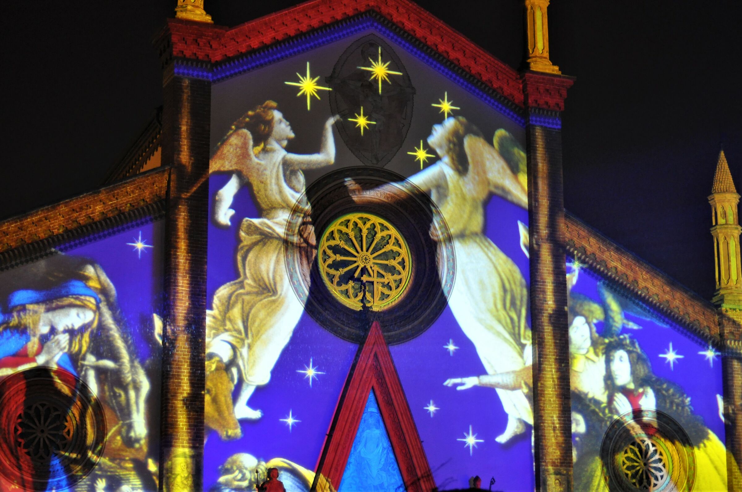 Pinerolo by night lights in Piazza S. Donato Duomo