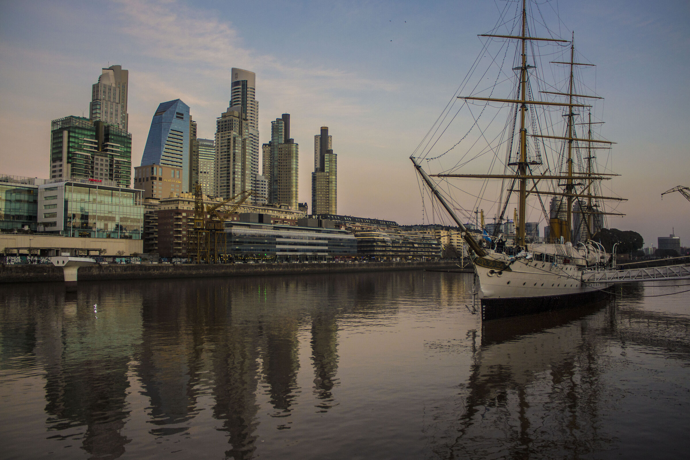 Sailing ship in the city