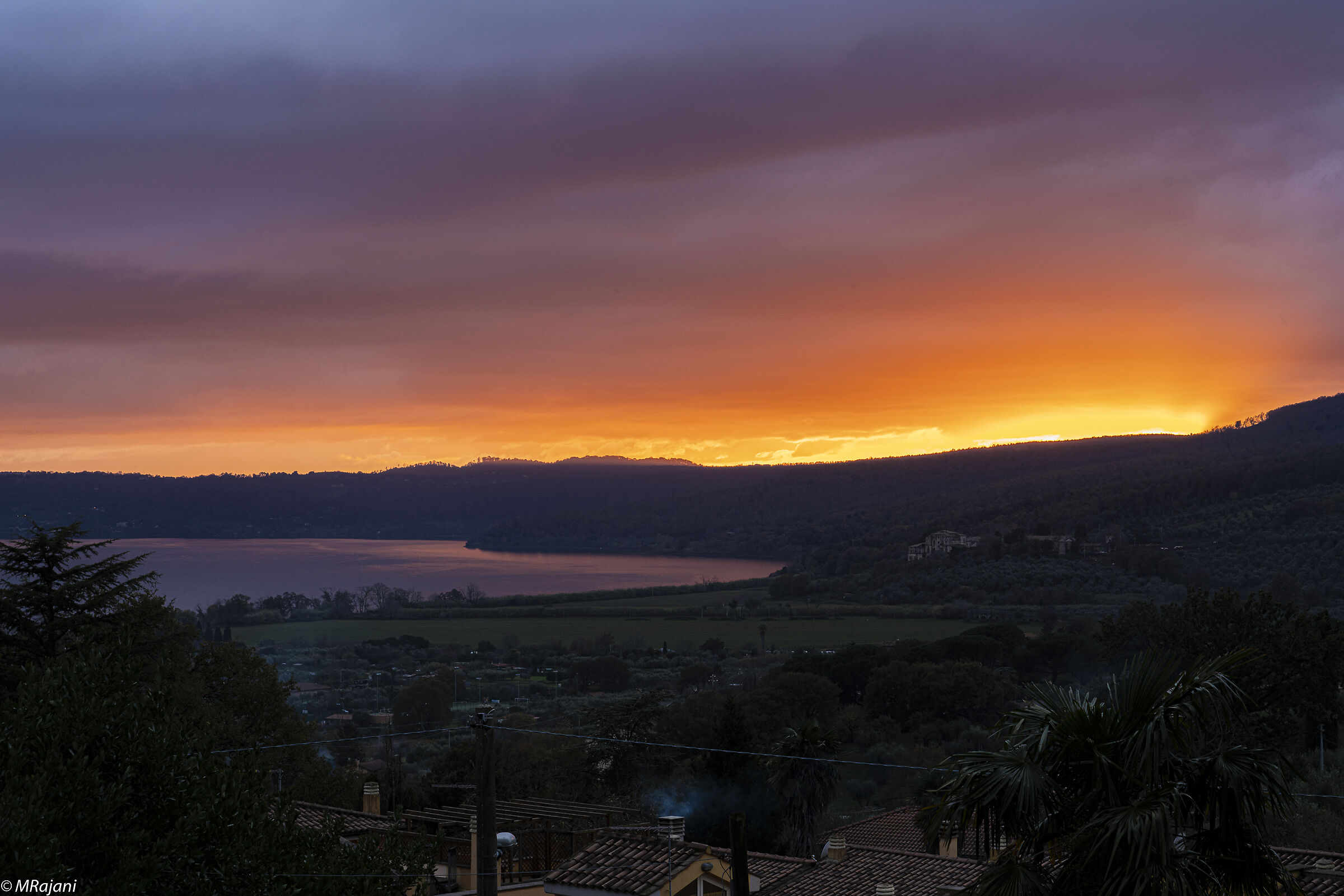 sunset from the terrace of the house on Lake Bracciano