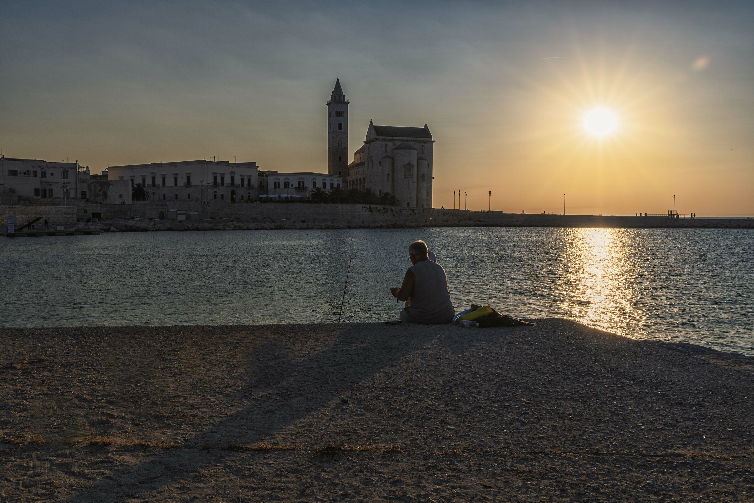 sun and shadows in a sunset