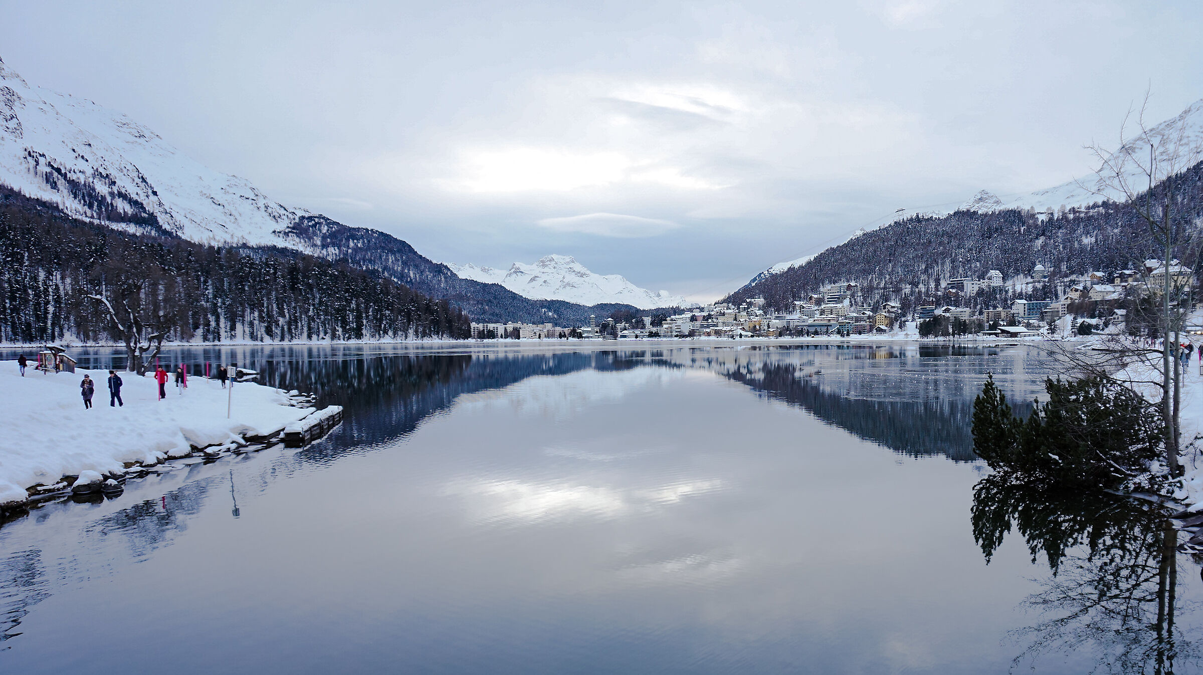 reflection of light on the frozen lake