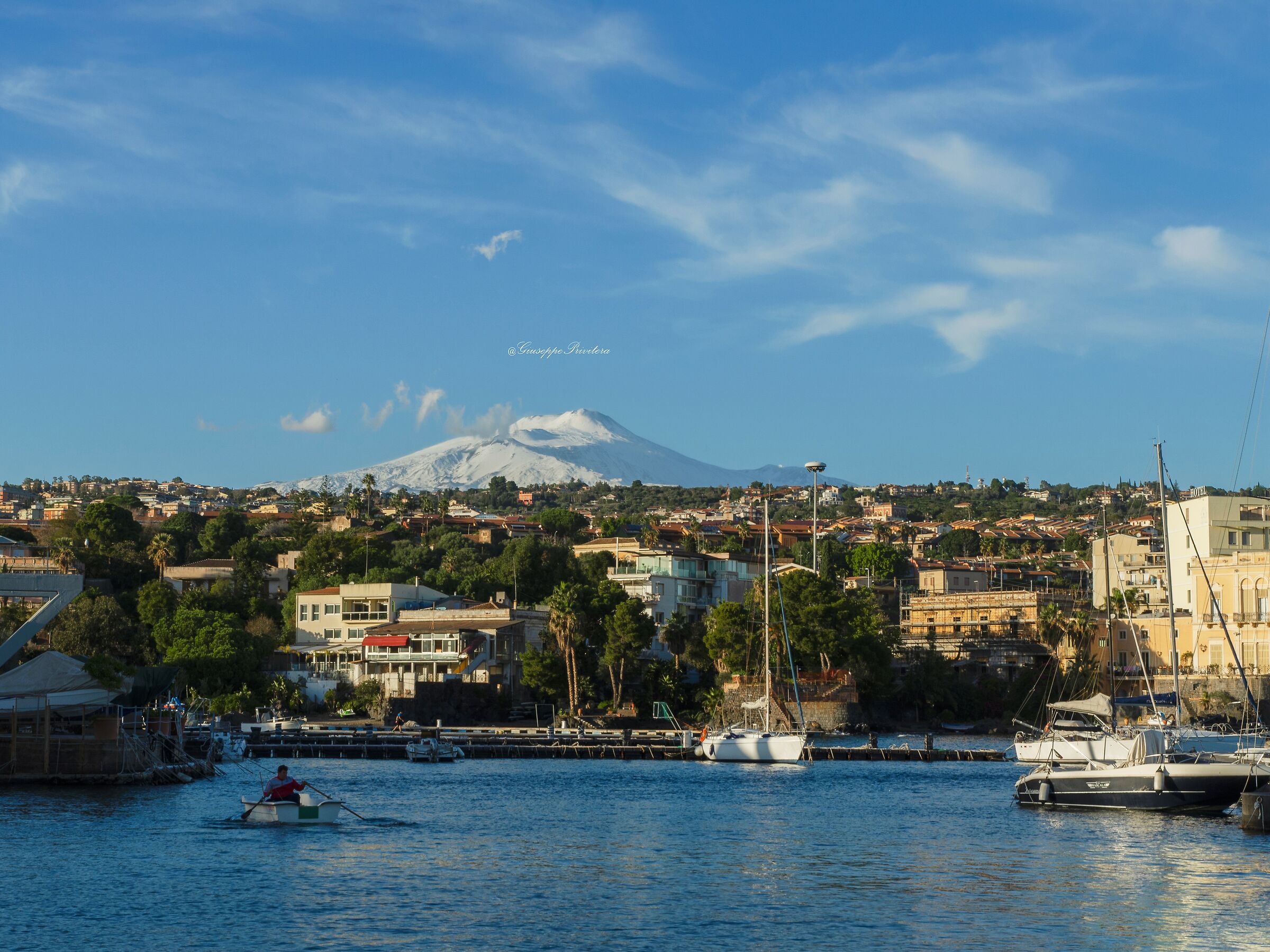 Volcano, snow and sea