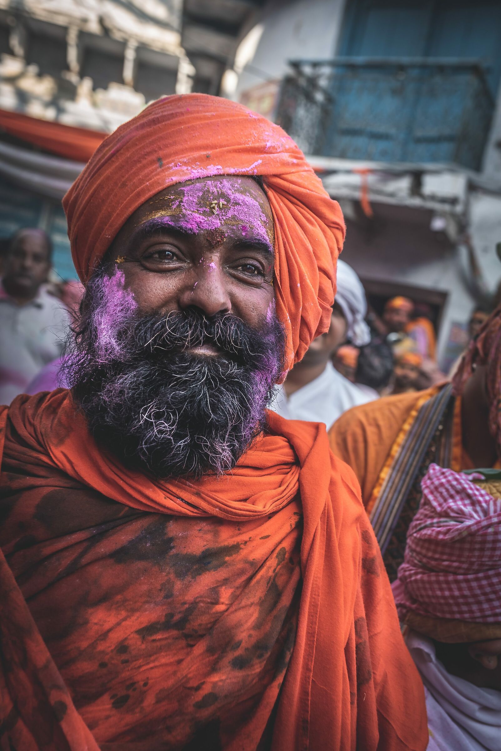 Street portrait during holi