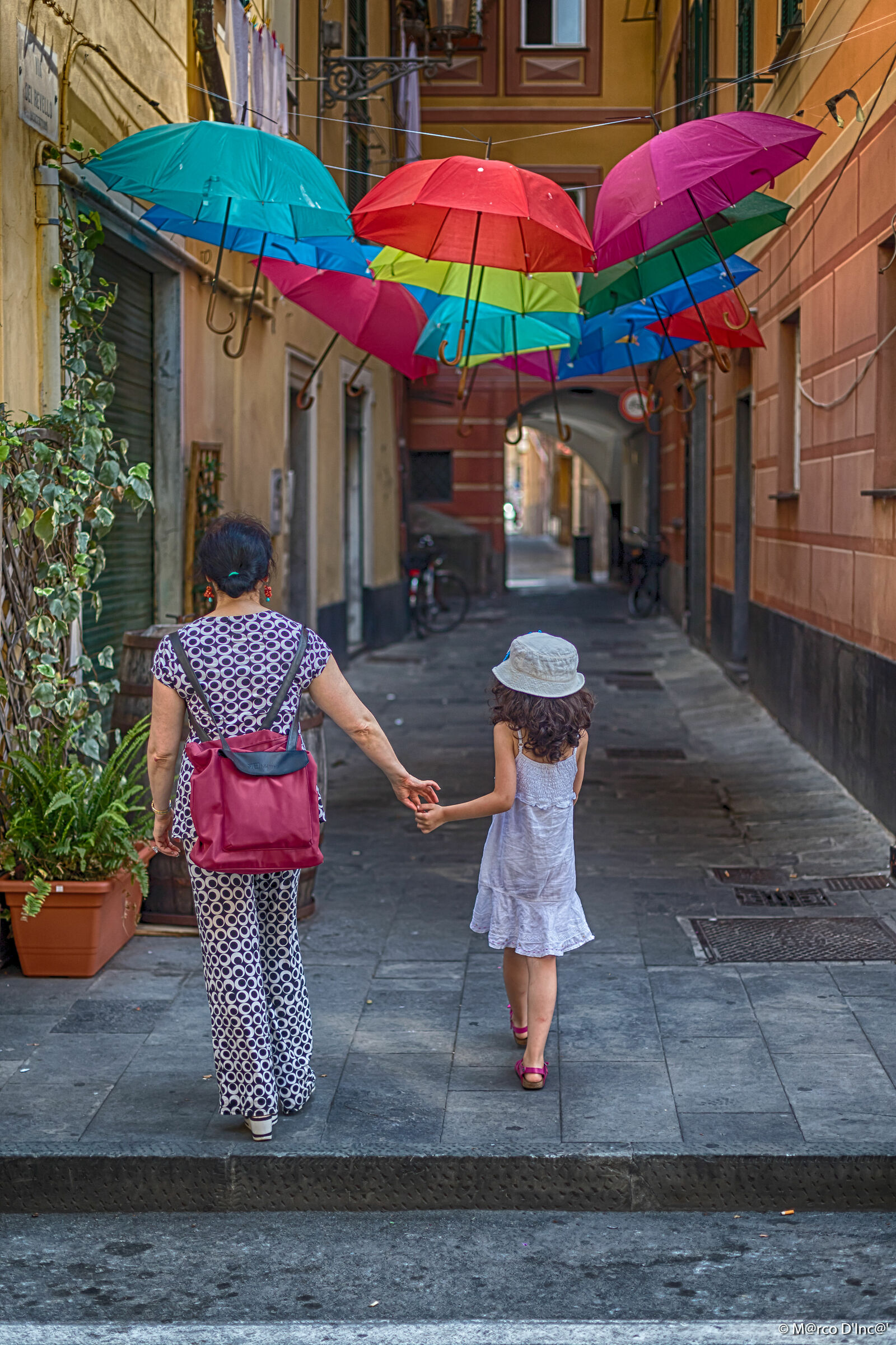 walking under the umbrellas...