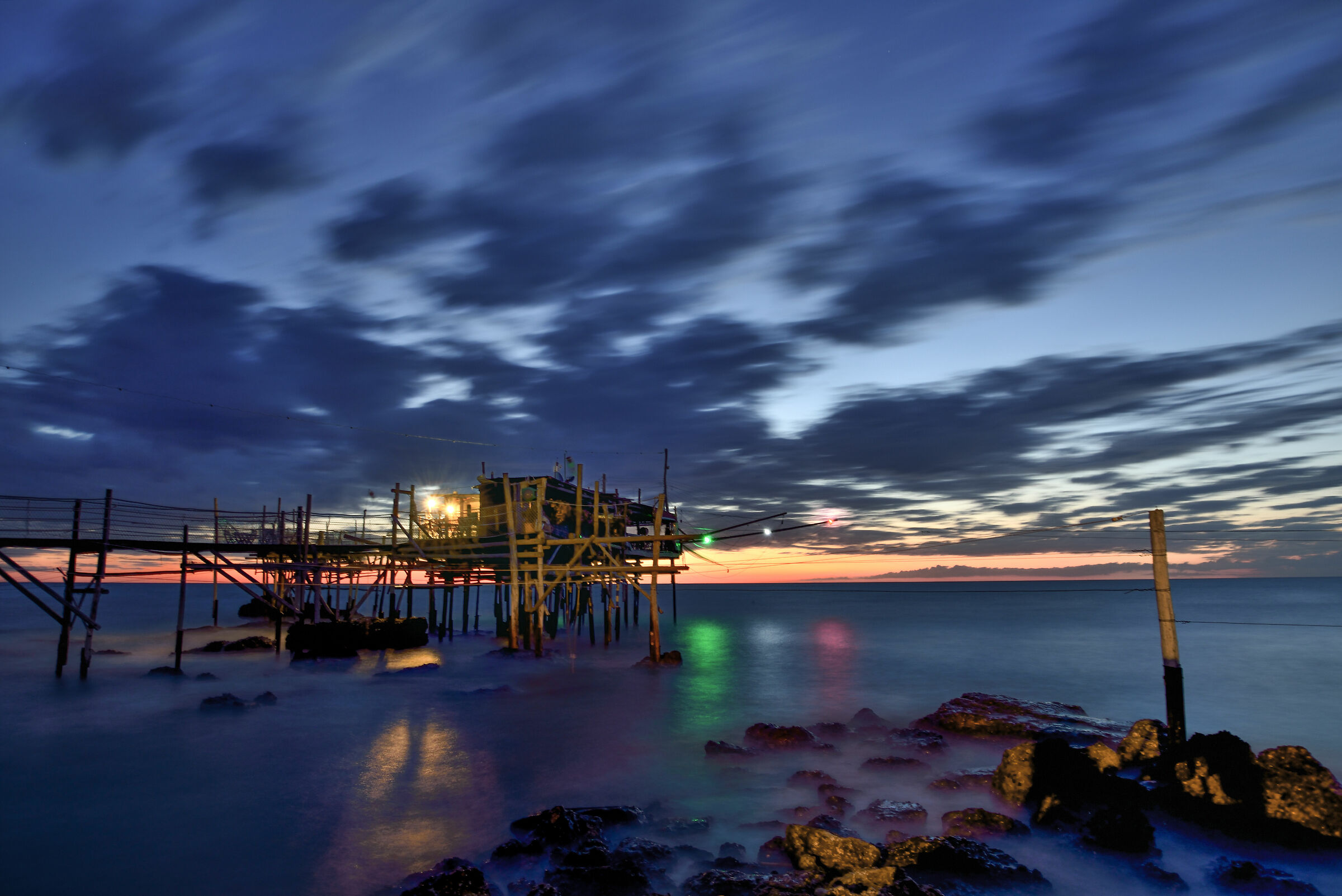 First lights in the overflow Punta Cavalluccio