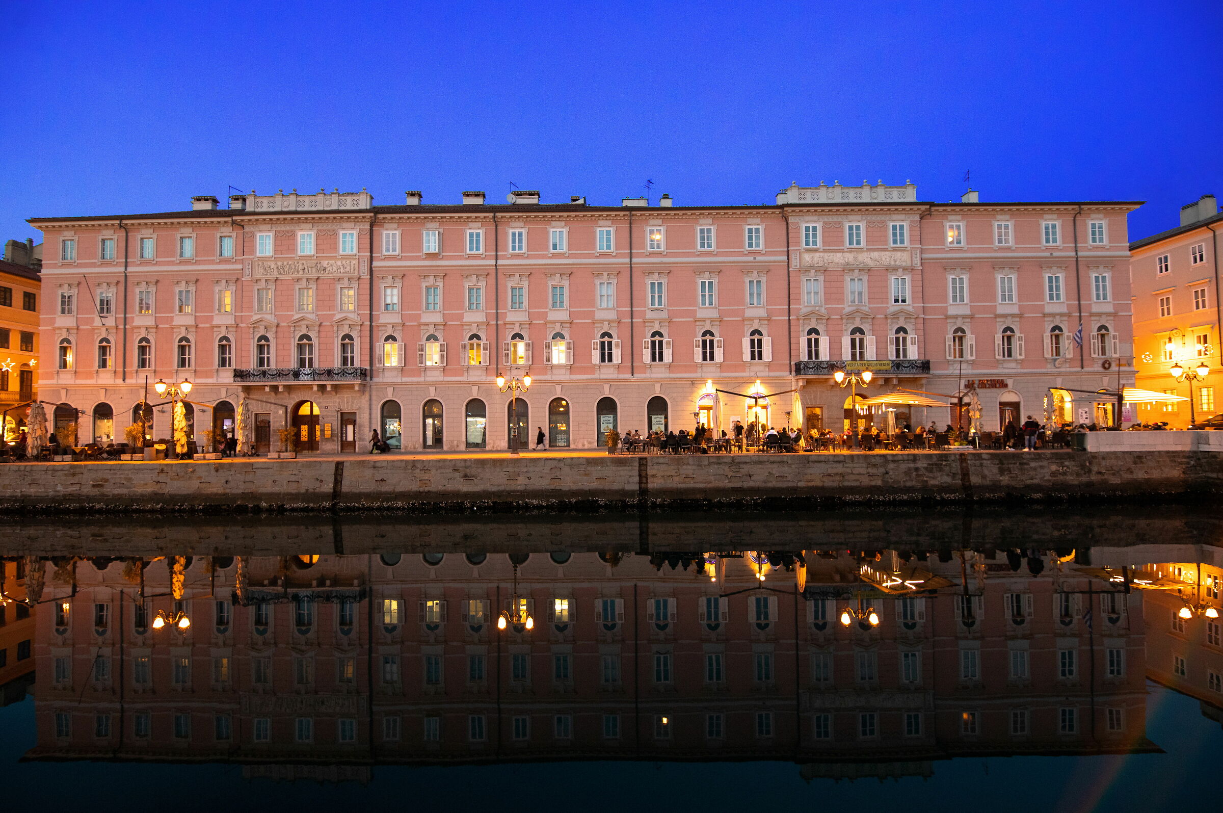 now blue on the grand canal in Trieste