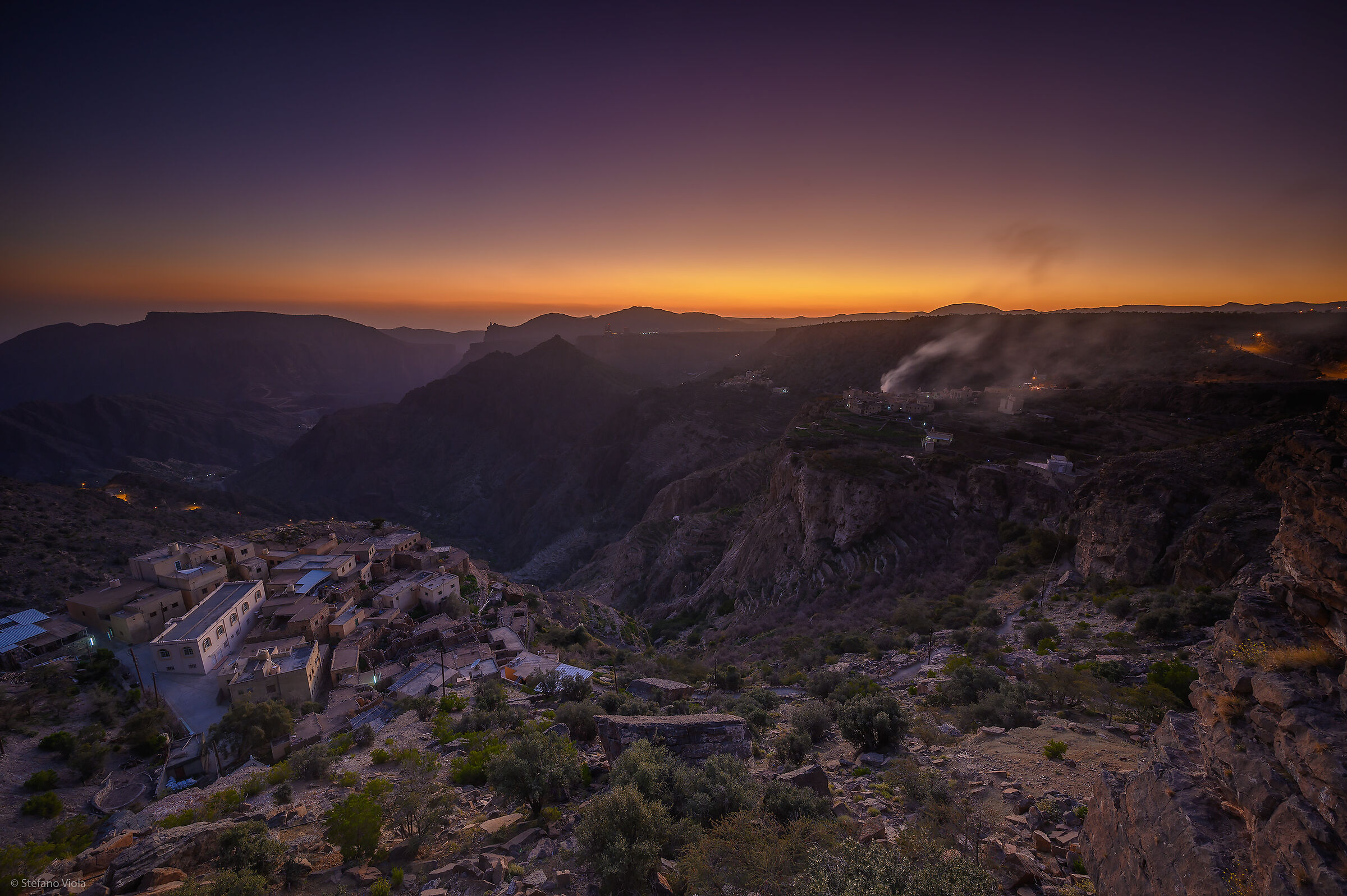 I villaggi di Jabal Akhdar al tramonto