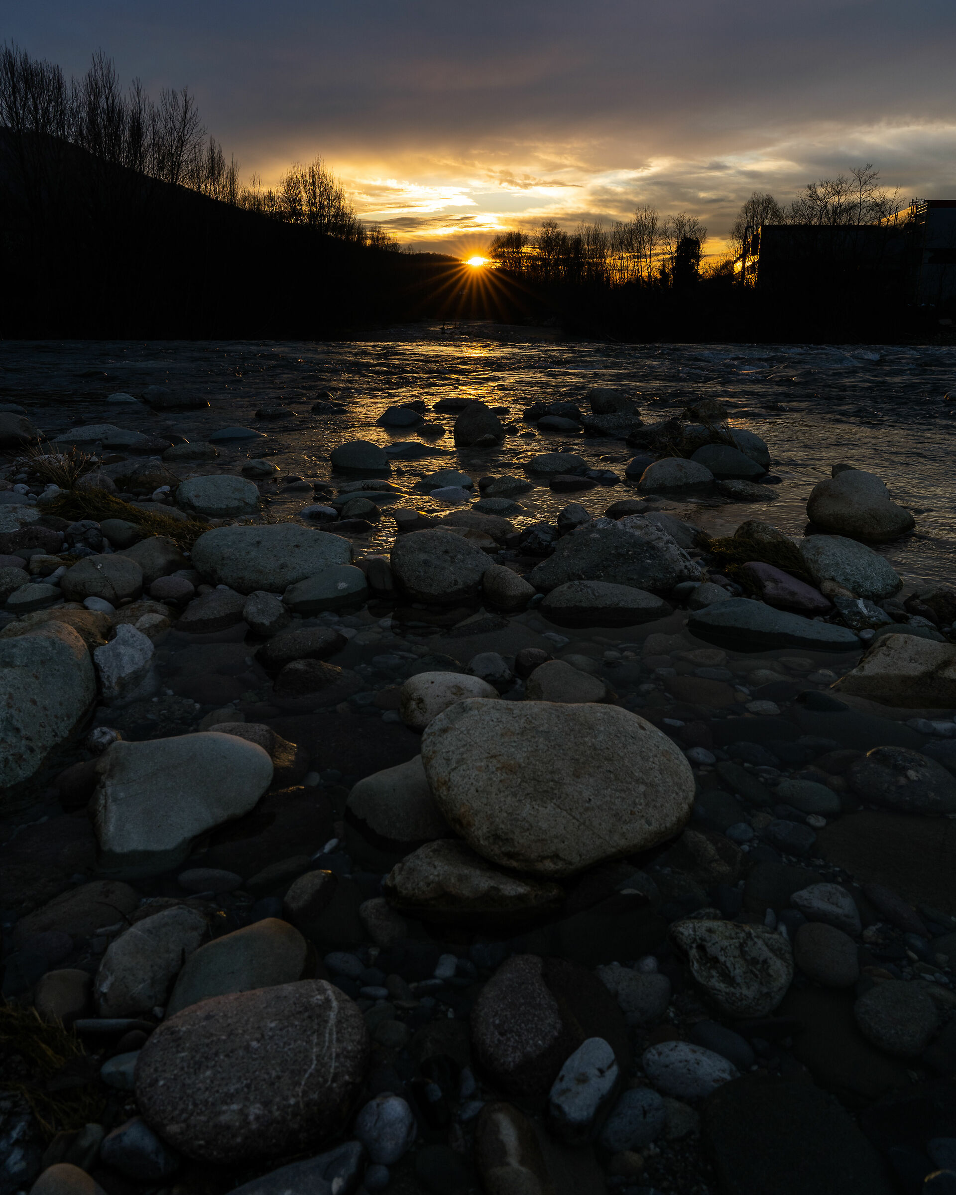 Sunset on the serious river