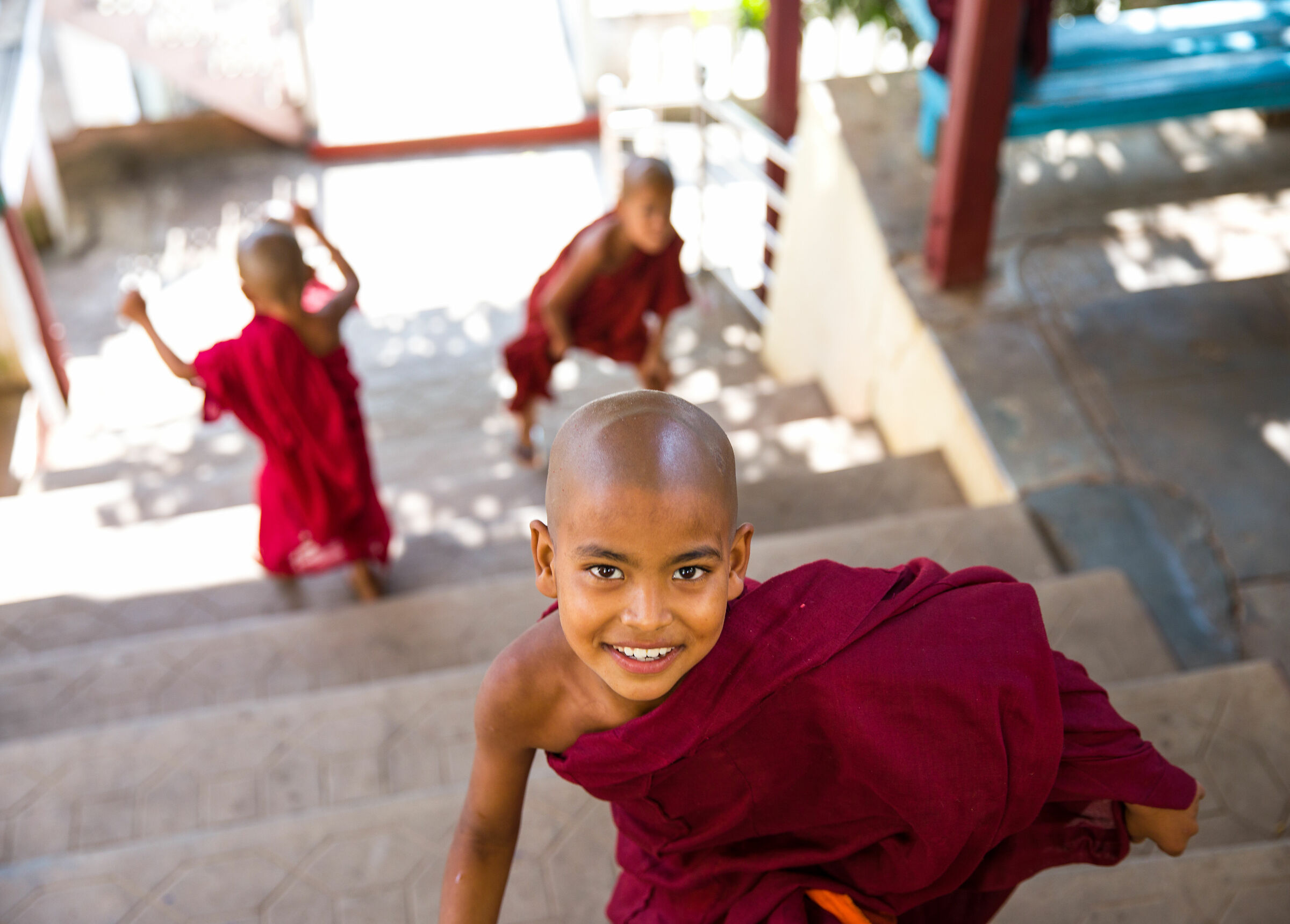 Monks playing in a monastery