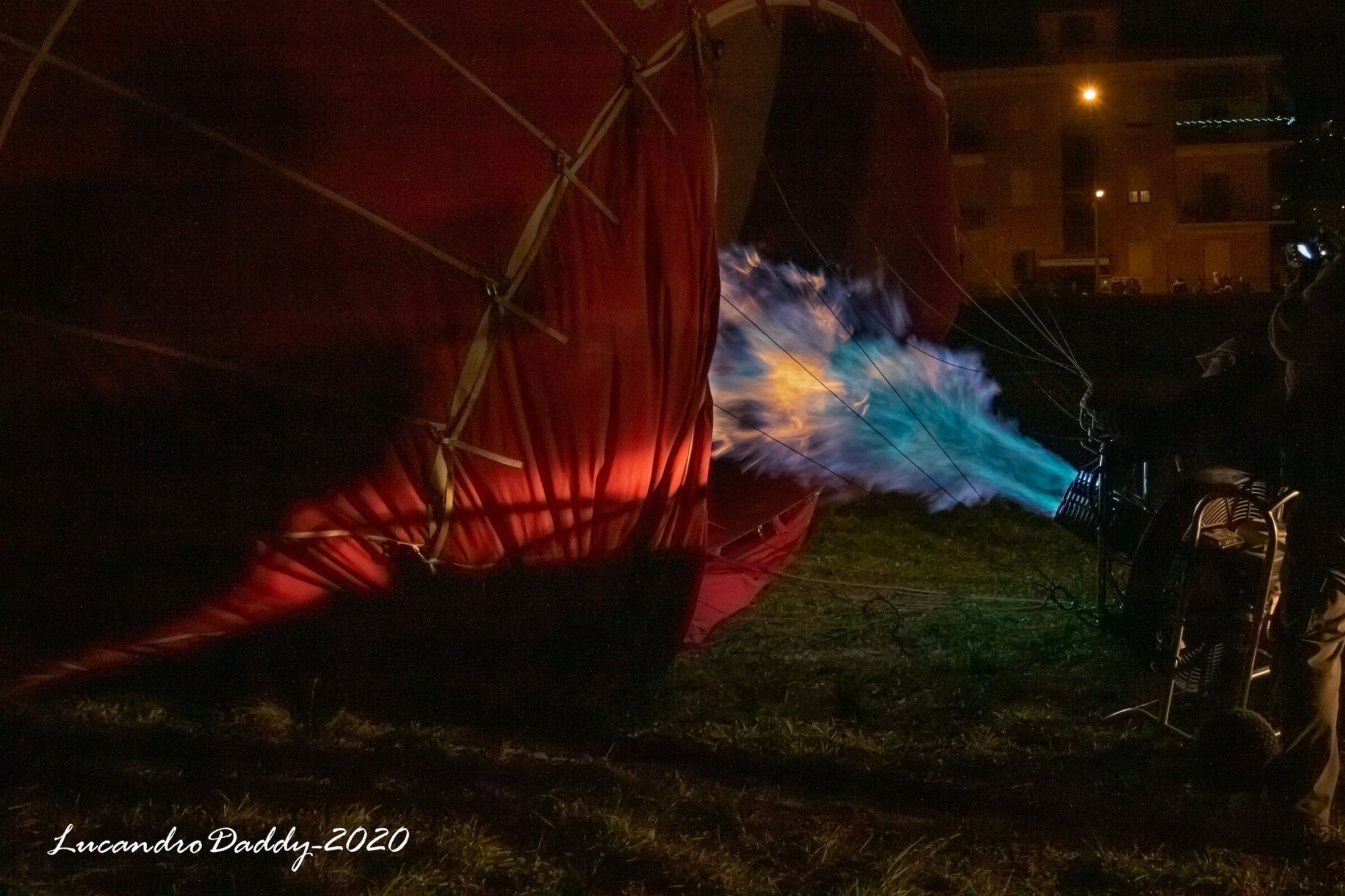 Hot air balloons on stage even at night