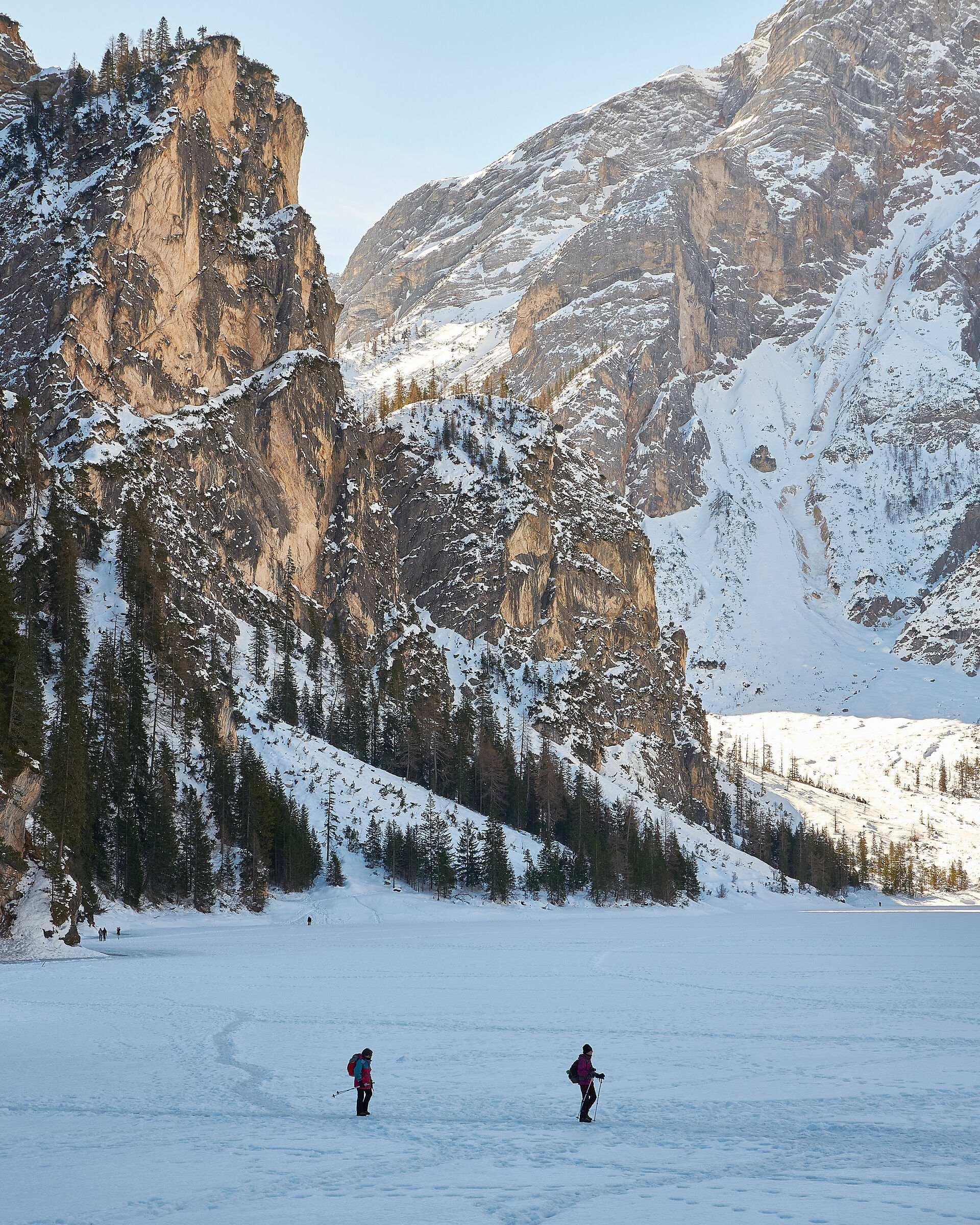 Hikers at Lake Braies