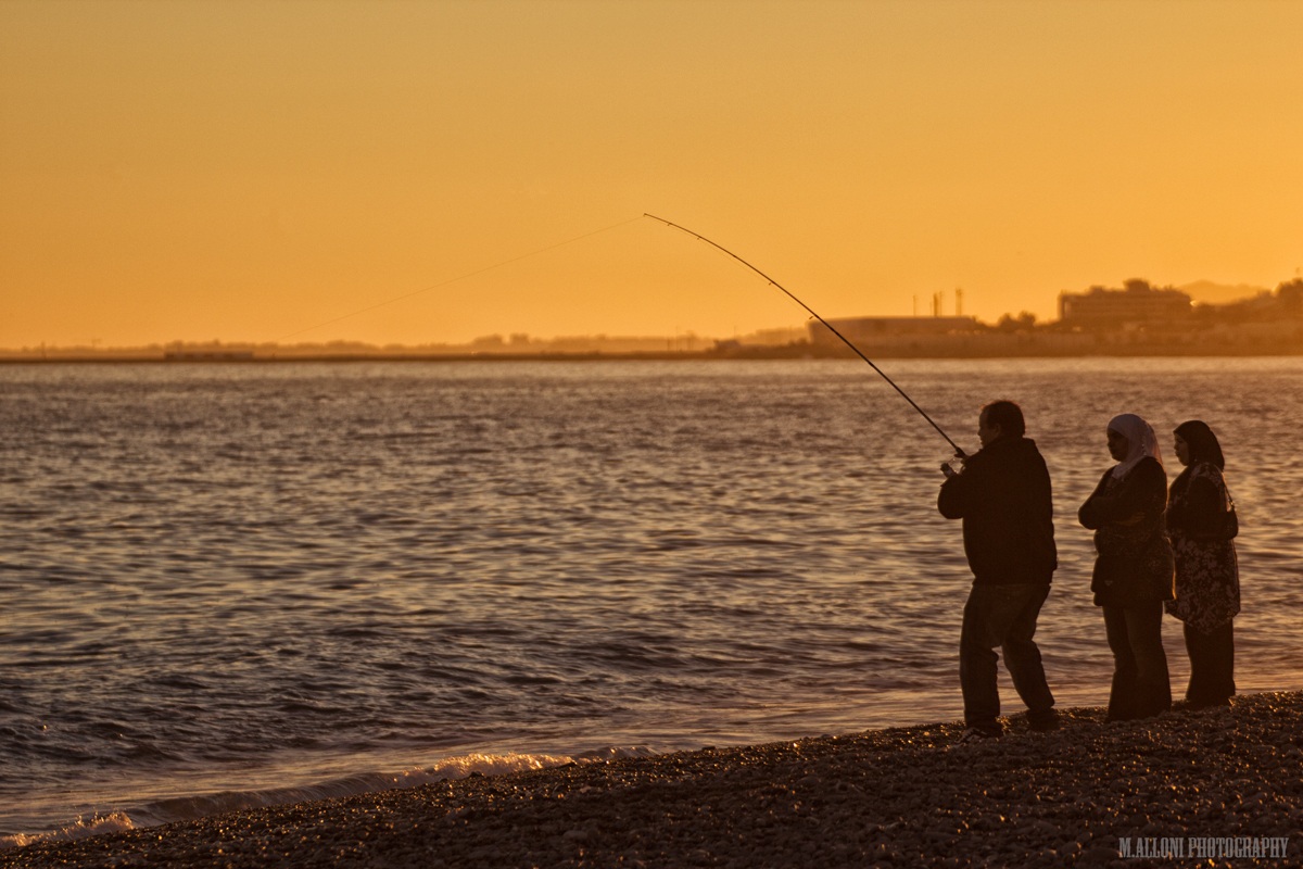 lezioni di pesca al tramonto