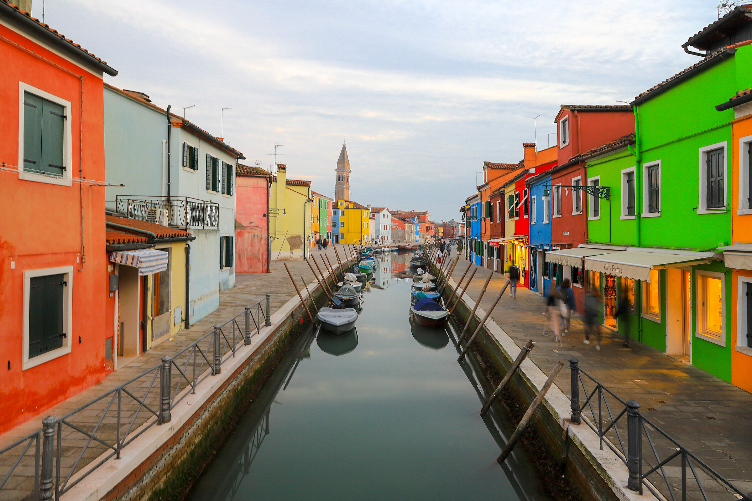 The first lights come on.