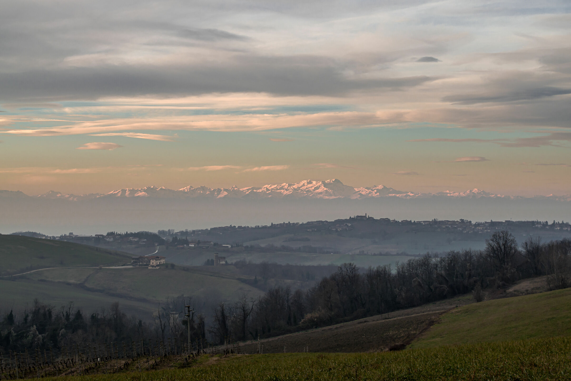Evening at the foot of the mountains