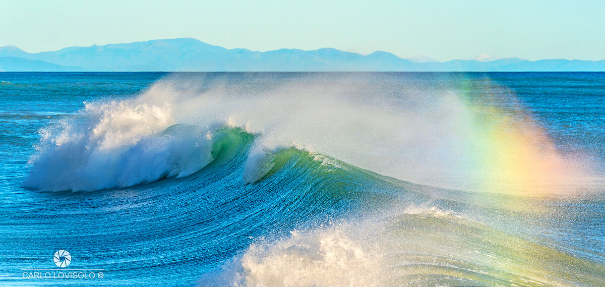 Ligurian Sea the rainbow in the landslide wave