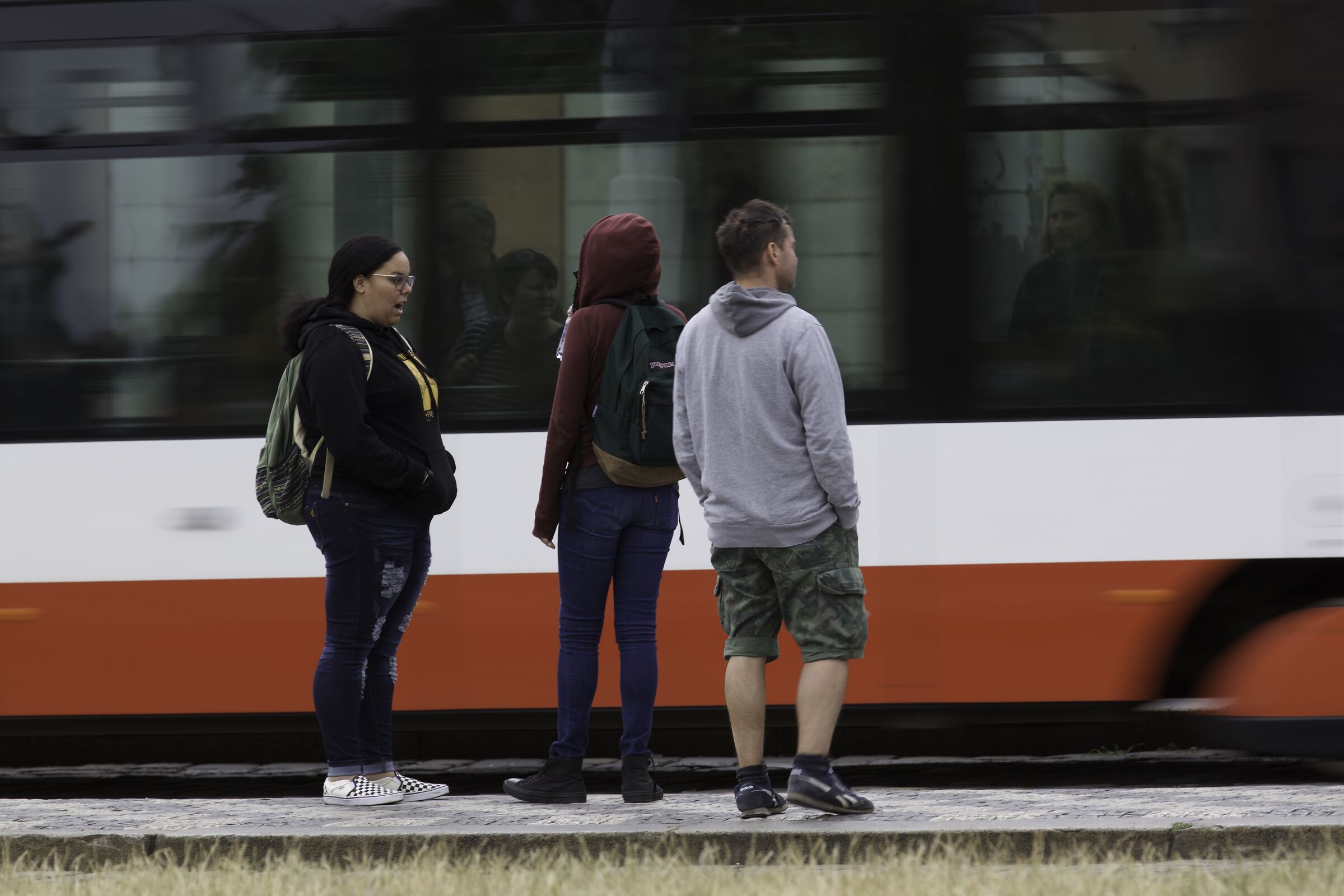 Waiting a streetcar, which is fading away - Prague 2019